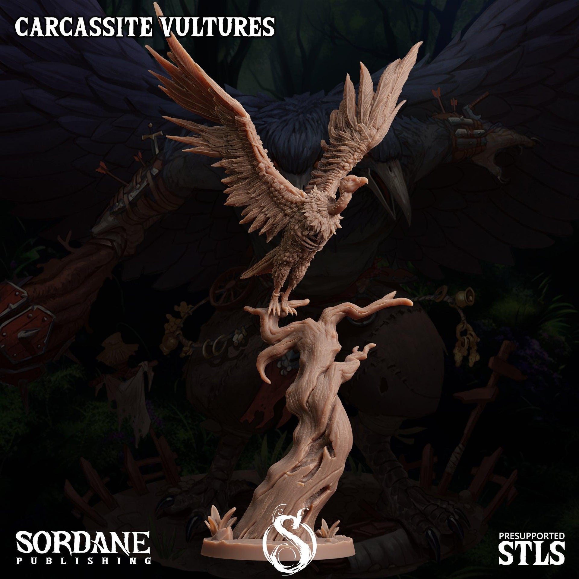 Carcassite Vulture. Undead Giant Vulture - Sordane Publishing | 28mm and 32mm | Wargaming | DnD | Tabletop Roleplaying