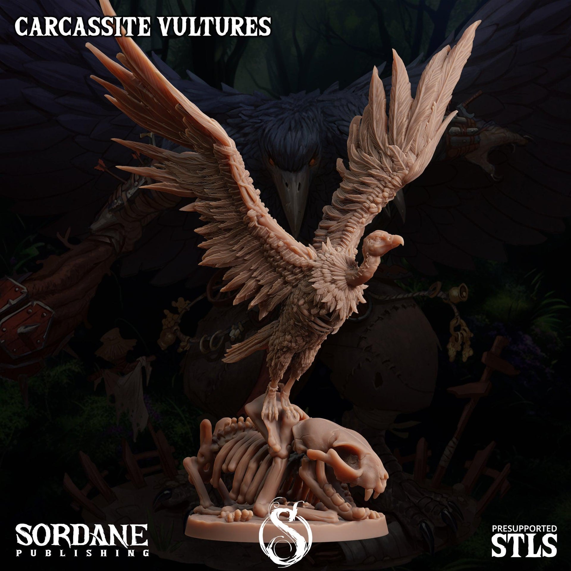 Carcassite Vulture. Undead Giant Vulture - Sordane Publishing | 28mm and 32mm | Wargaming | DnD | Tabletop Roleplaying