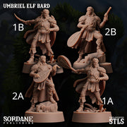 Umbriel Elf Bard, Dark Elf Performer- Sordane Publishing | 28mm and 32mm | Wargaming | DnD | Tabletop Roleplaying