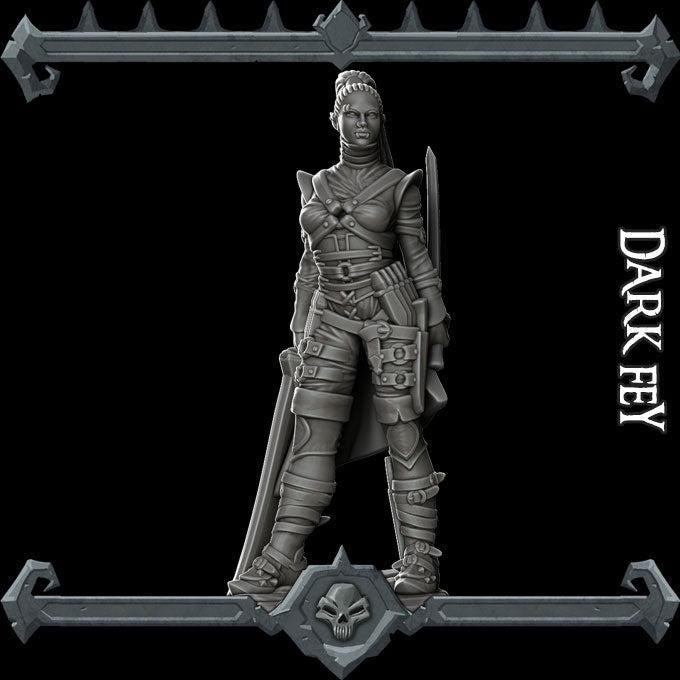 Dark Fey Female - Rocket Pig Games | 28mm and 32mm | Wargaming | DnD | Tabletop Roleplaying