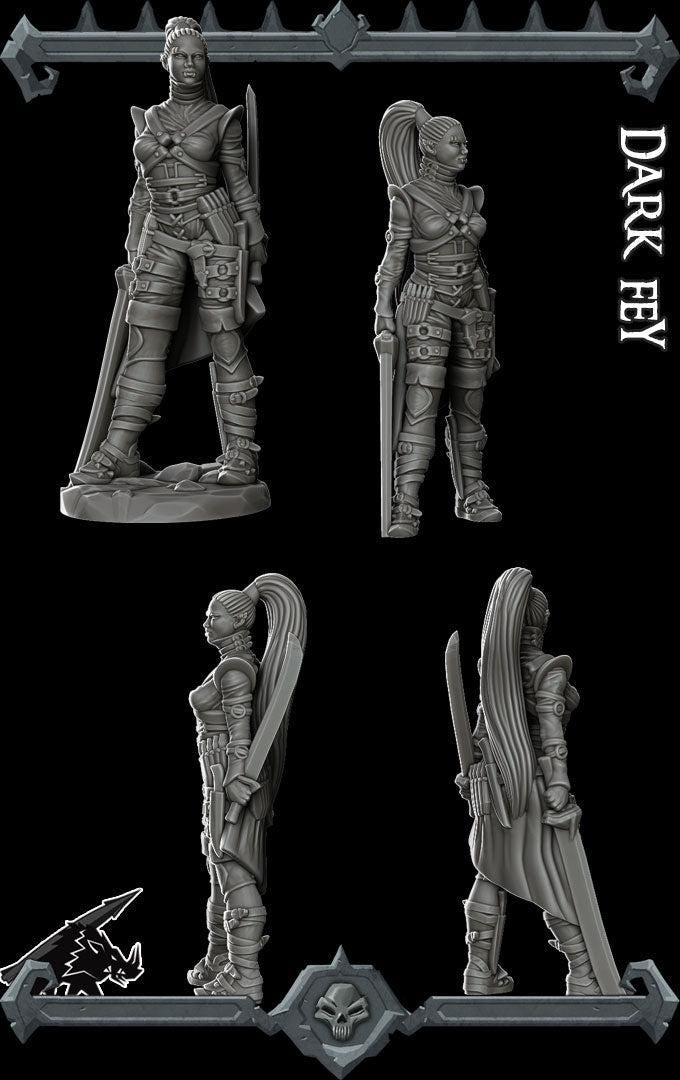 Dark Fey Female - Rocket Pig Games | 28mm and 32mm | Wargaming | DnD | Tabletop Roleplaying