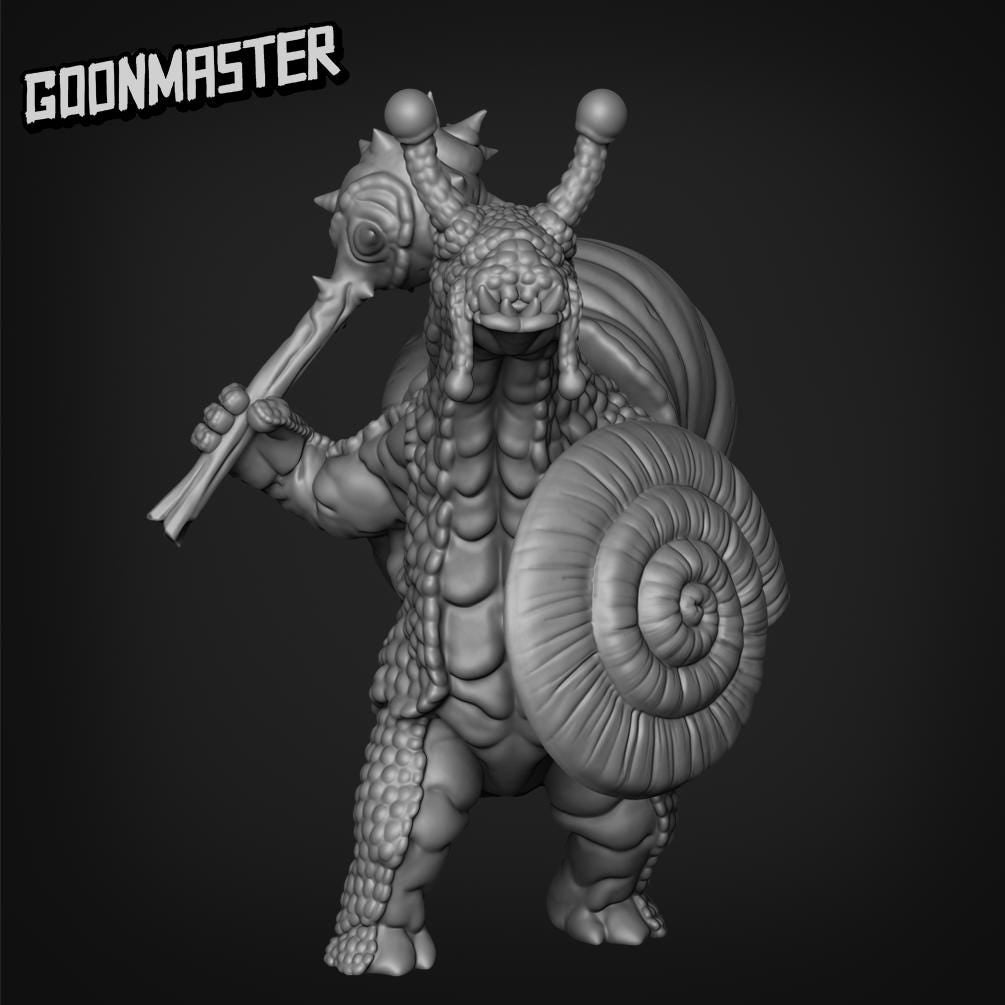 Snailfolk Mace and Shield Warrior - Goonmaster | 28mm and 32mm | Wargaming | DnD | Tabletop Roleplaying
