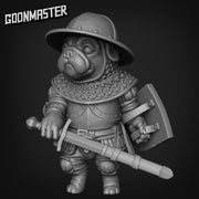Battle Pugs. Pug Knights with Swords - Goonmaster | 28mm and 32mm | Wargaming | DnD | Tabletop Roleplaying