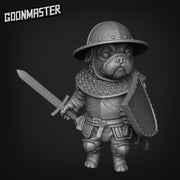 Battle Pugs. Pug Knights with Swords - Goonmaster | 28mm and 32mm | Wargaming | DnD | Tabletop Roleplaying