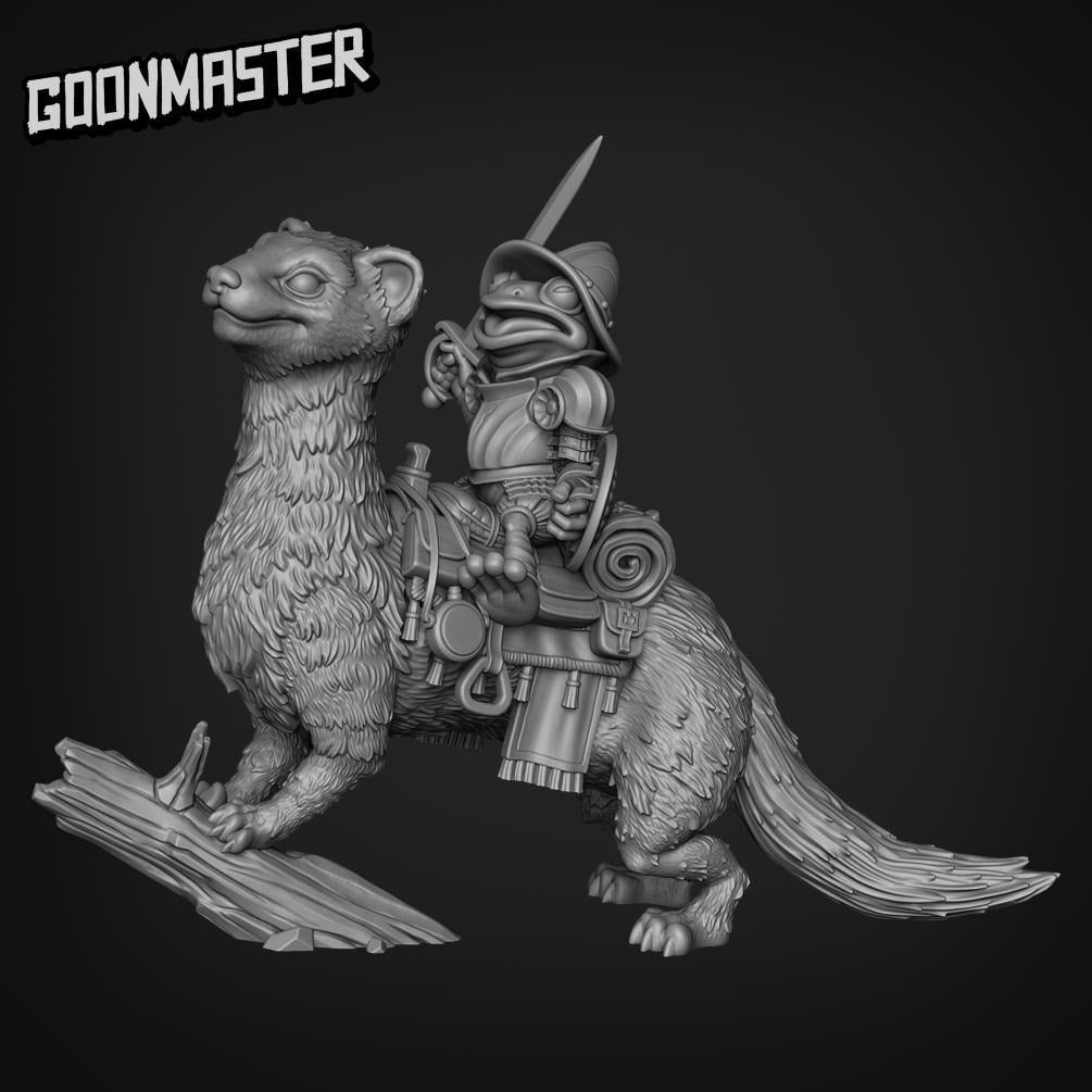 Ferret and Frog Cavalry. Mounted Frog Knight - Goonmaster | 28mm and 32mm | Wargaming | DnD | Tabletop Roleplaying