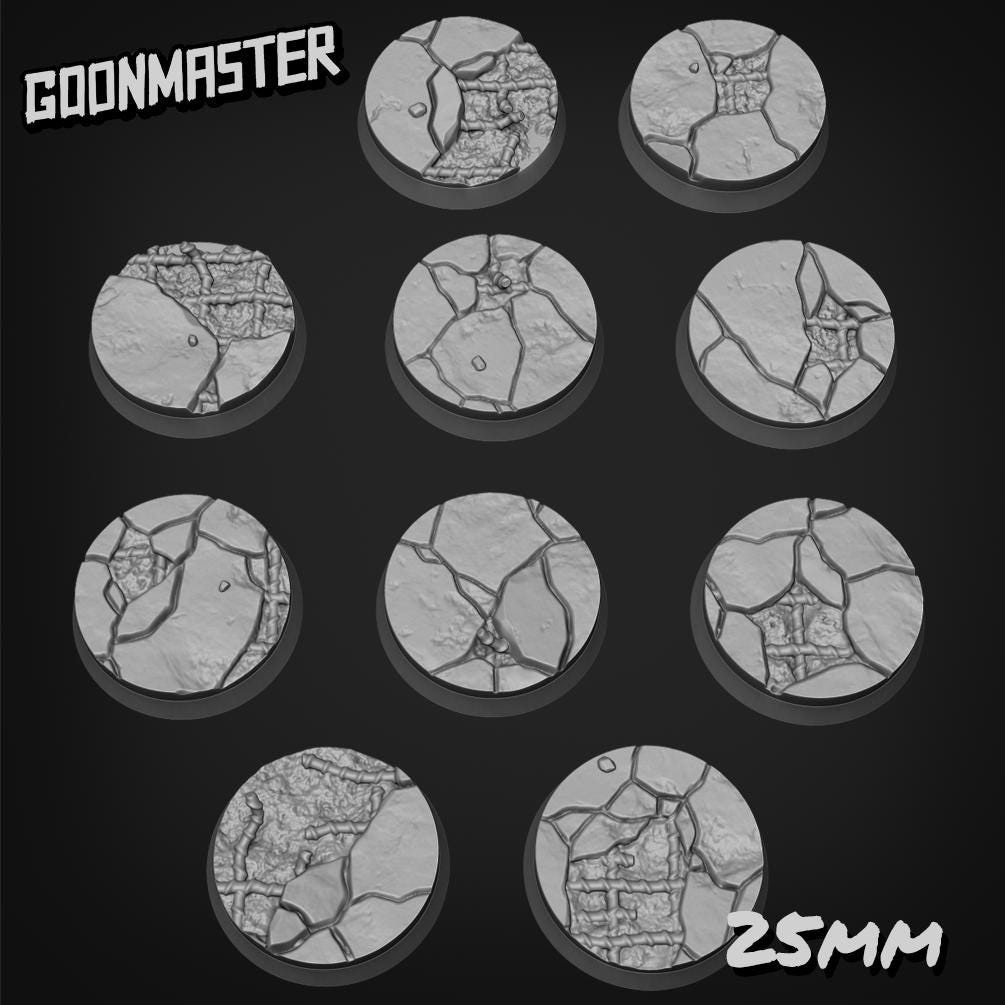 Damaged Reinforced Concrete Bases - Goonmaster | 28mm and 32mm | Wargaming | DnD | Tabletop Roleplaying