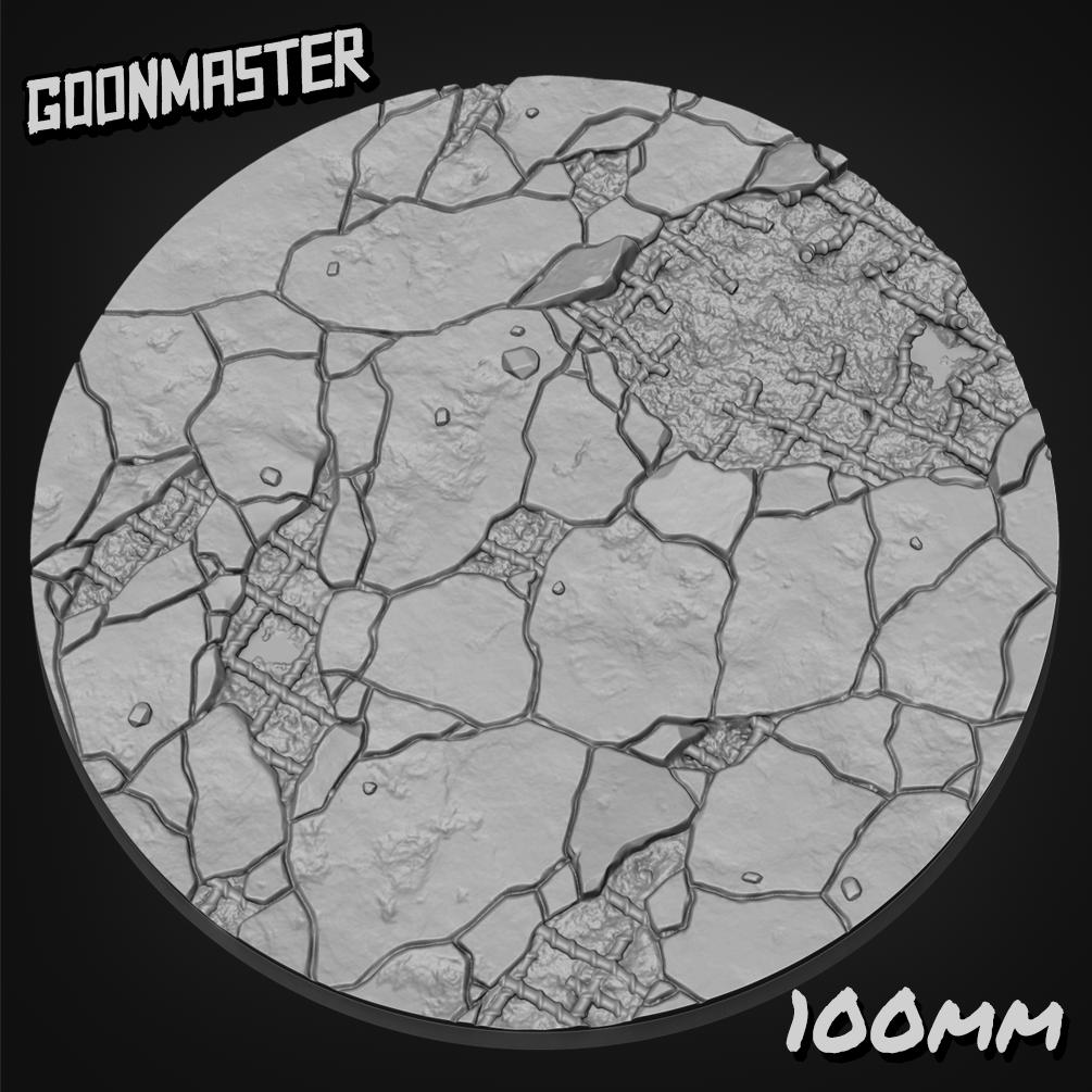 Damaged Reinforced Concrete Bases - Goonmaster | 28mm and 32mm | Wargaming | DnD | Tabletop Roleplaying