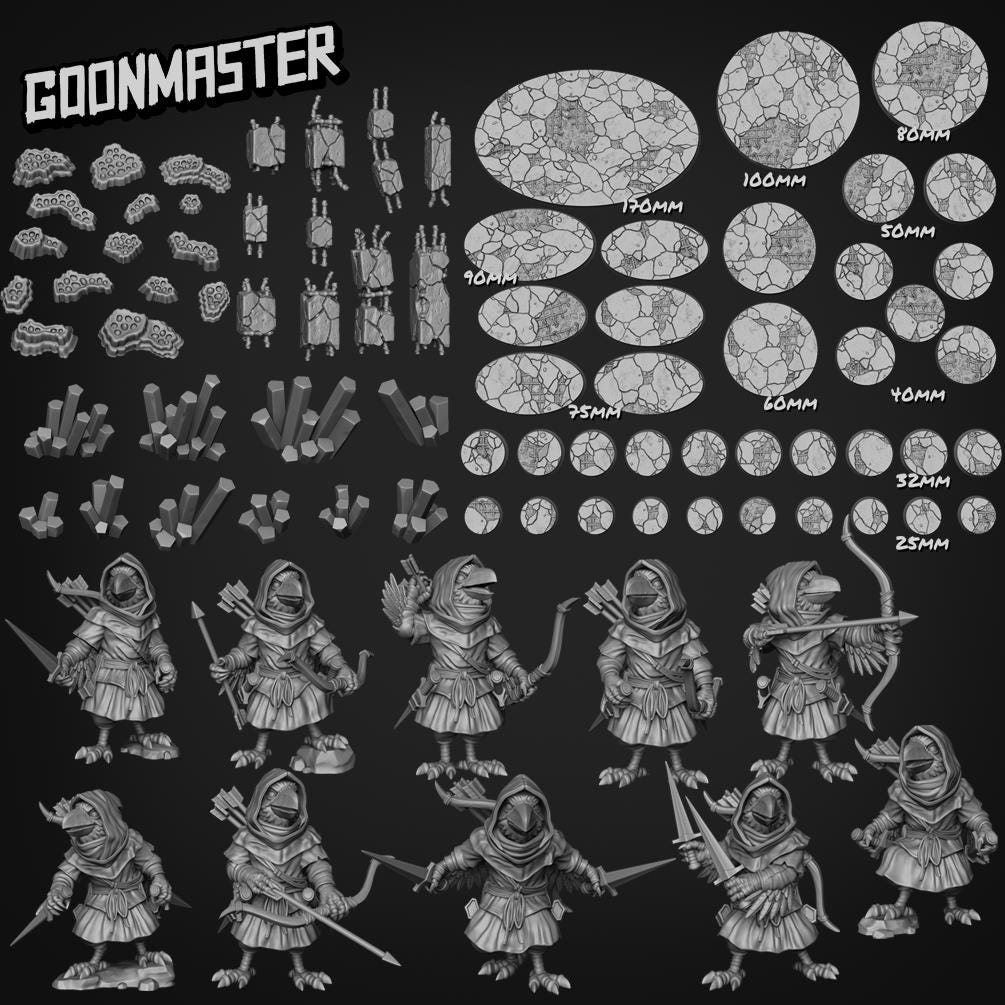 Bad Bird Archer, Crowfolk Ranger - Goonmaster | 28mm and 32mm | Wargaming | DnD | Tabletop Roleplaying