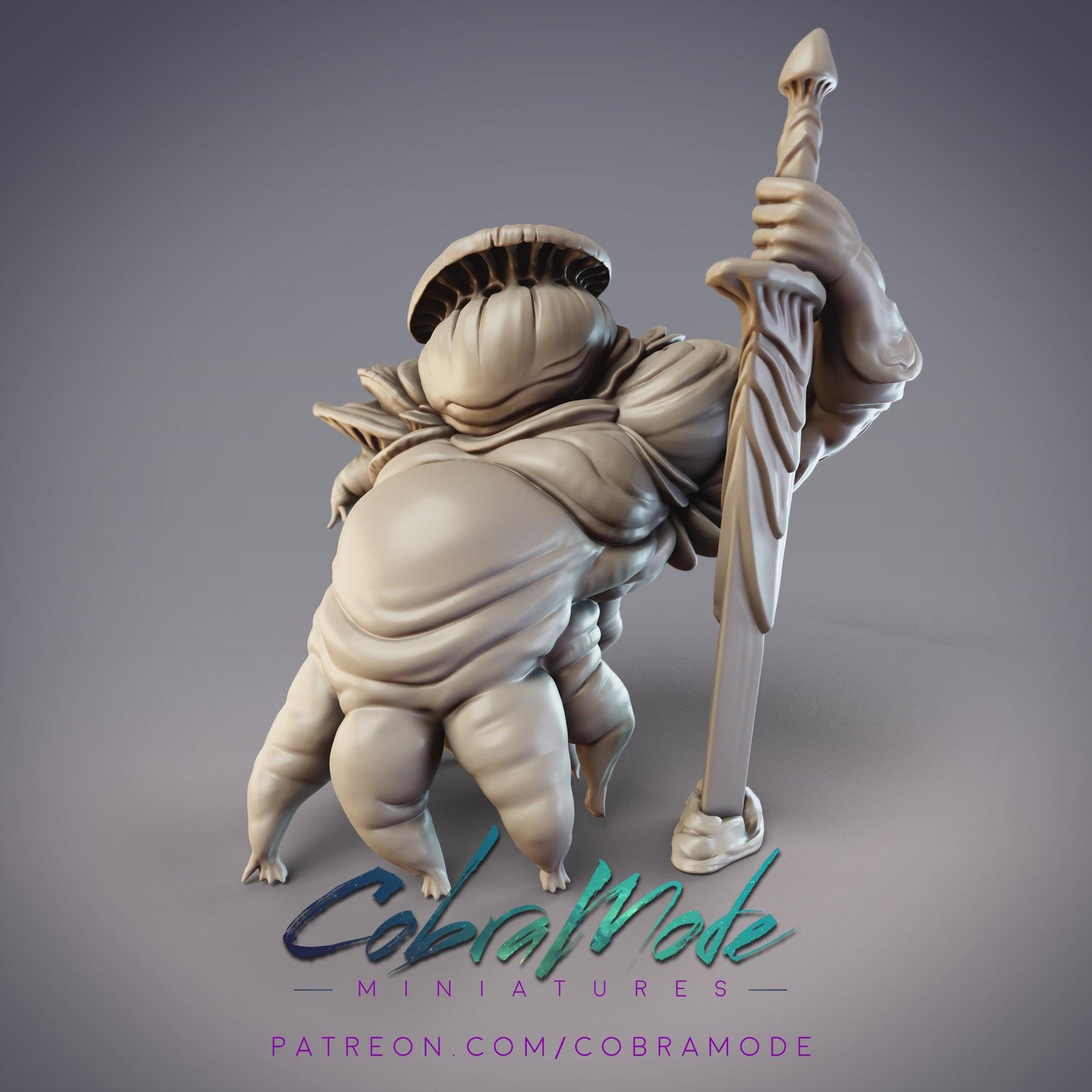 Hyphan Brute, Mushroomfolk Warrior - CobraMode | 28mm and 32mm | Wargaming | DnD | Tabletop Roleplaying