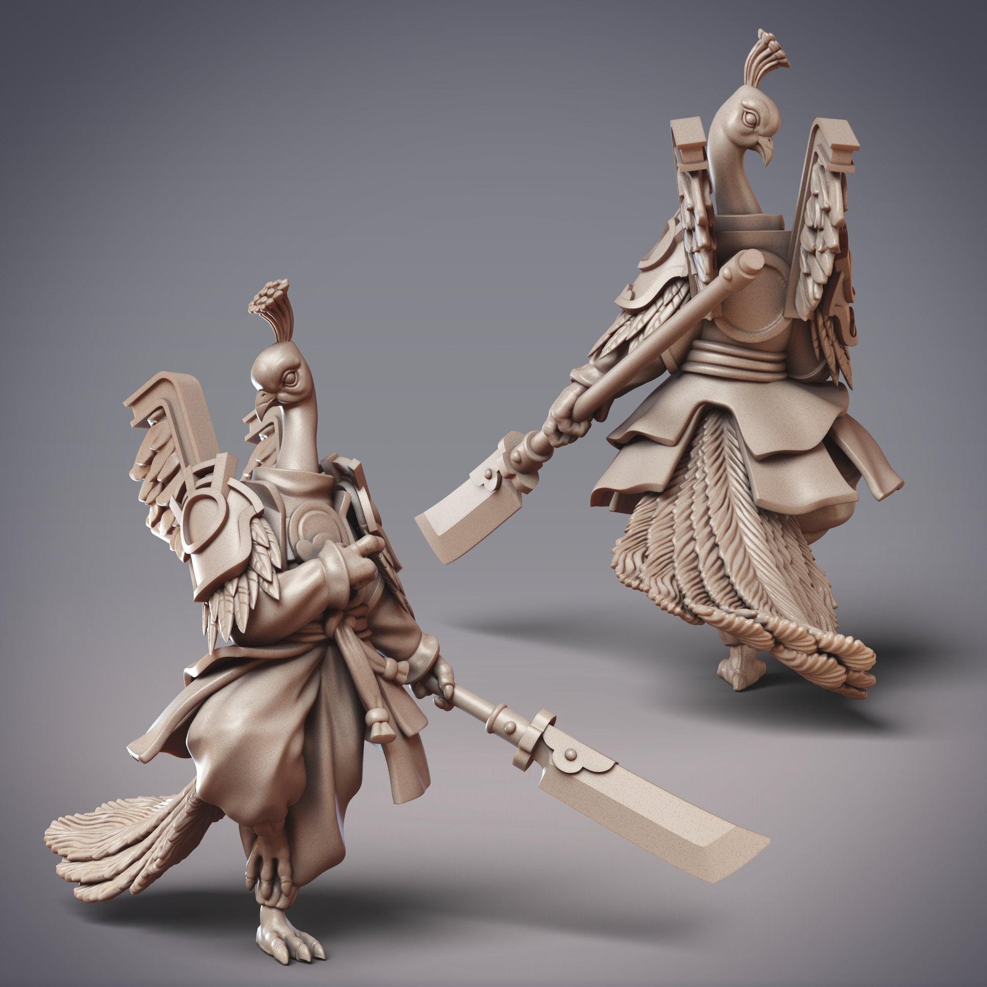 huoYu Warrior Bard Emerald Ink, peacockFolk Knight - CobraMode | 28mm and 32mm | Wargaming | DnD | Tabletop Roleplaying