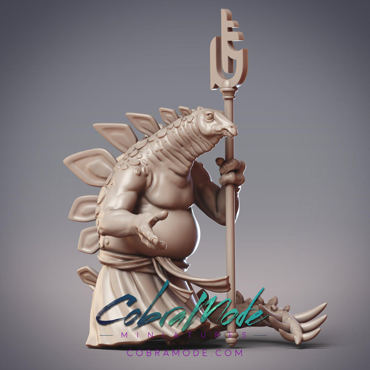Dinovian Navigator Theranor, Stegasaurus Priest - CobraMode | 28mm and 32mm | Wargaming | DnD | Tabletop Roleplaying