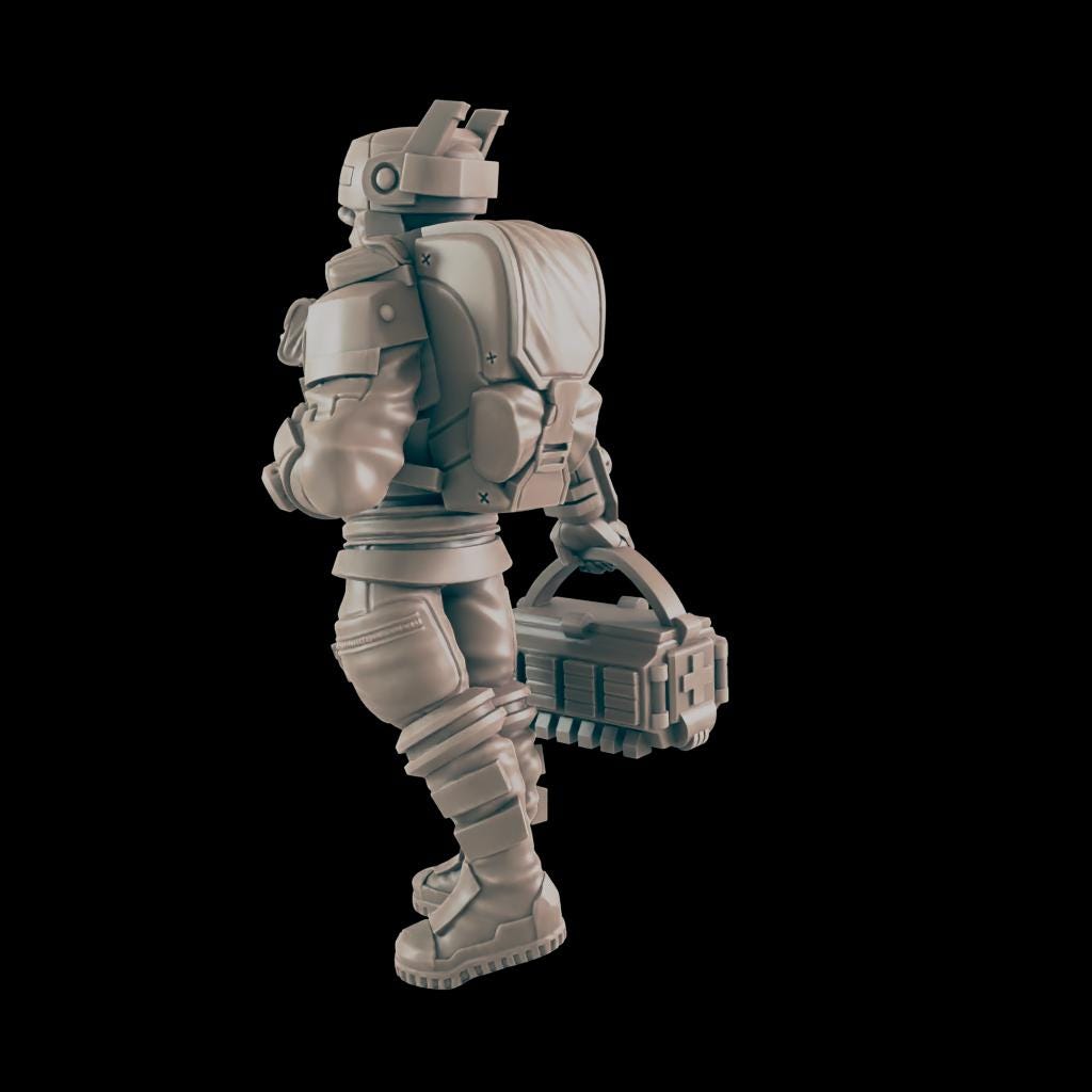 Medic. Cyberpunk First Responder - Ec3d | 28mm and 32mm | Wargaming | DnD | Tabletop Roleplaying