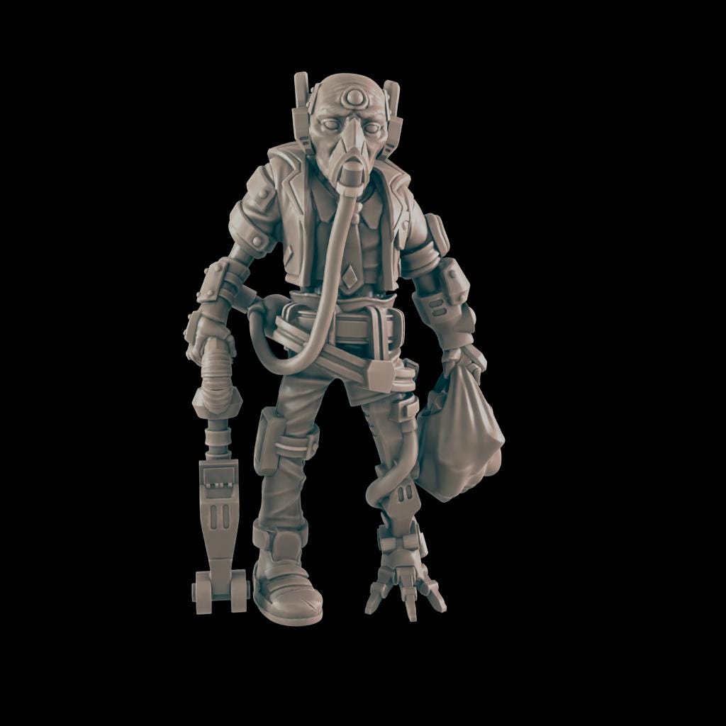 Amputee traveller. Cyberpunk Citizen - Ec3d | 28mm and 32mm | Wargaming | DnD | Tabletop Roleplaying