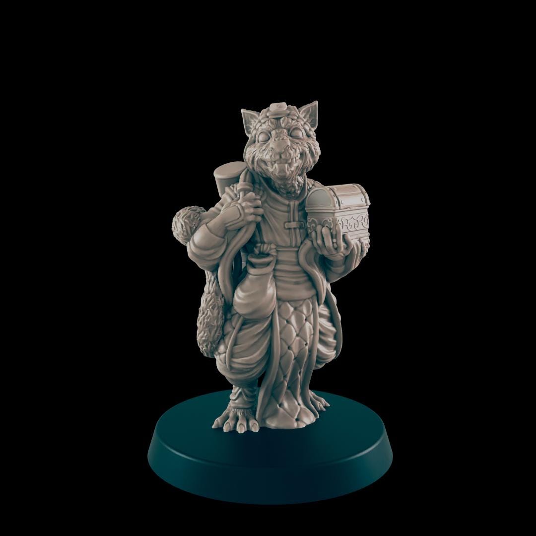 Catfolk Merchant - Ec3d | 28mm and 32mm | Wargaming | DnD | Tabletop Roleplaying