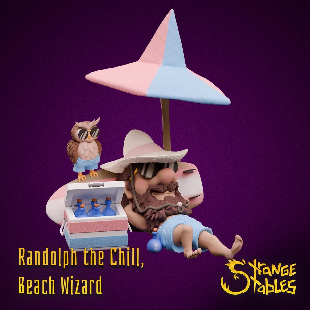Randolph the Chill, Beach Wizard - Strange Stables | 28mm and 32mm | Wargaming | DnD | Tabletop Roleplaying