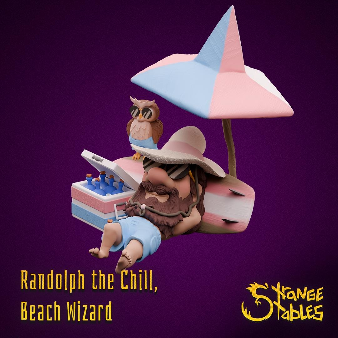 Randolph the Chill, Beach Wizard - Strange Stables | 28mm and 32mm | Wargaming | DnD | Tabletop Roleplaying