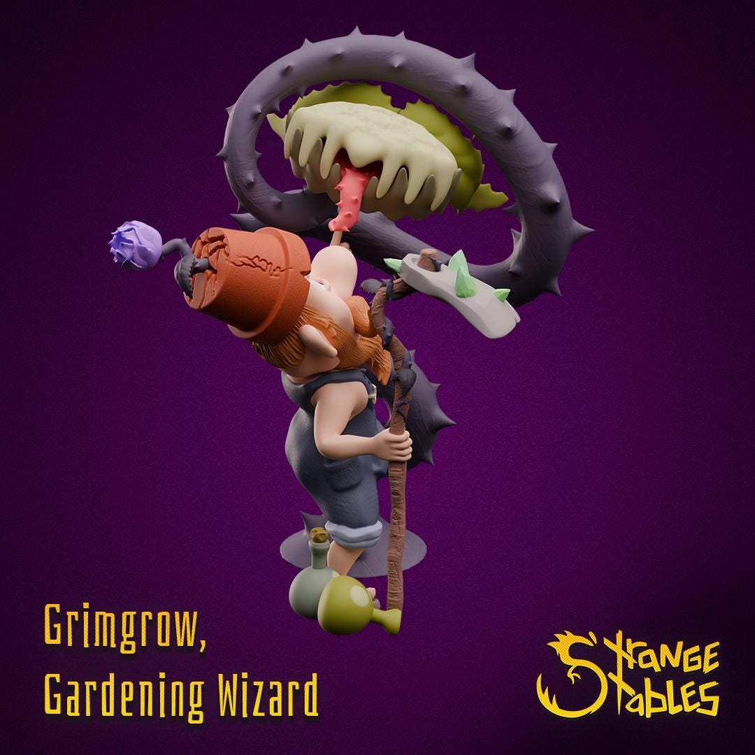 Grimgrow, Gardening Wizard - Strange Stables | 28mm and 32mm | Wargaming | DnD | Tabletop Roleplaying