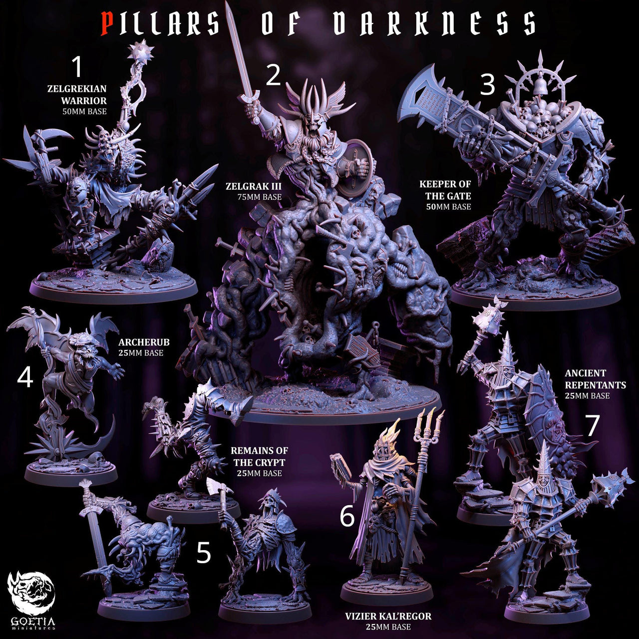 Pillars of Darkness. Undead Horrors Adventure - Goetia Miniatures | 28mm and 32mm | Wargaming | DnD | Tabletop Roleplaying