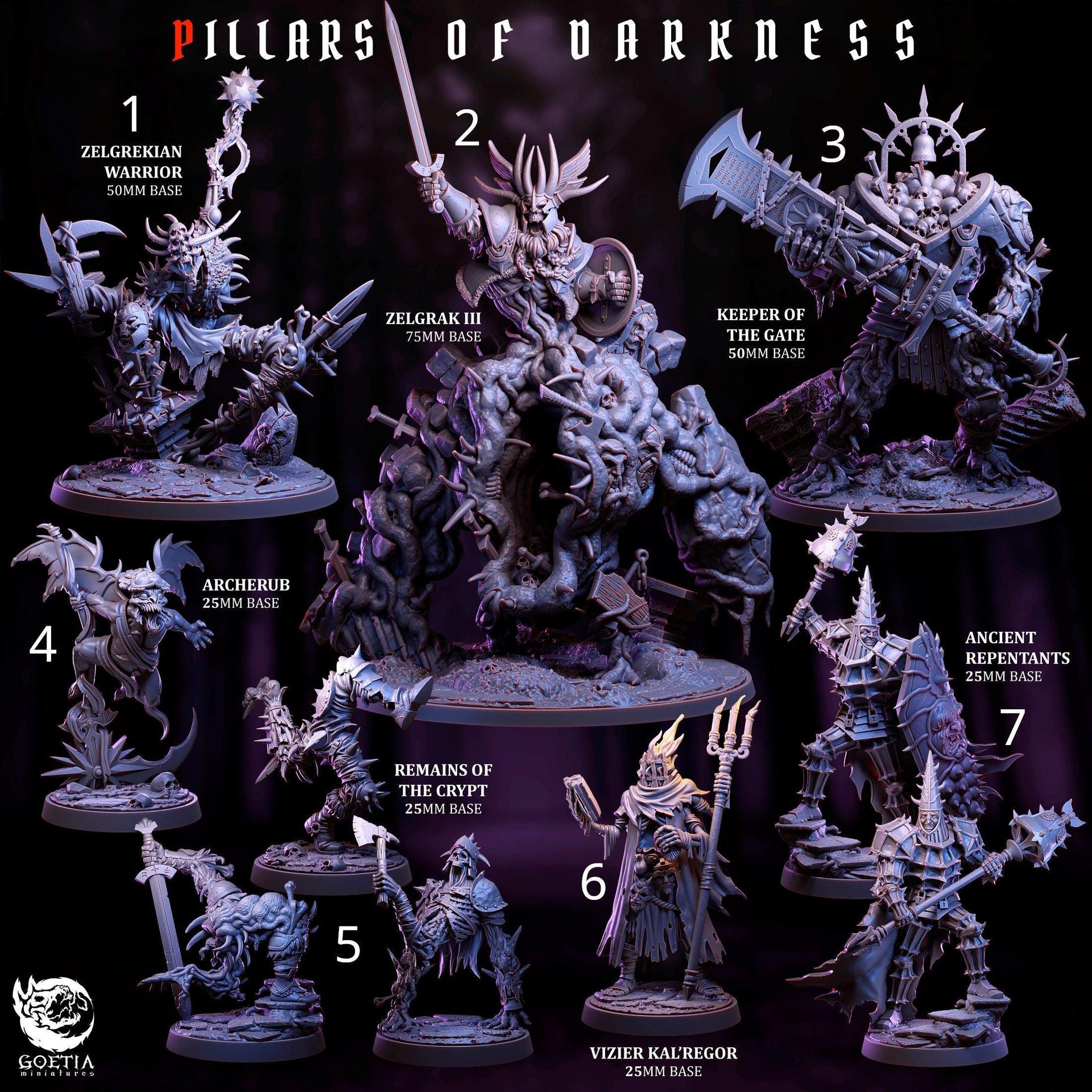 Pillars of Darkness. Undead Horrors Adventure - Goetia Miniatures | 28mm and 32mm | Wargaming | DnD | Tabletop Roleplaying