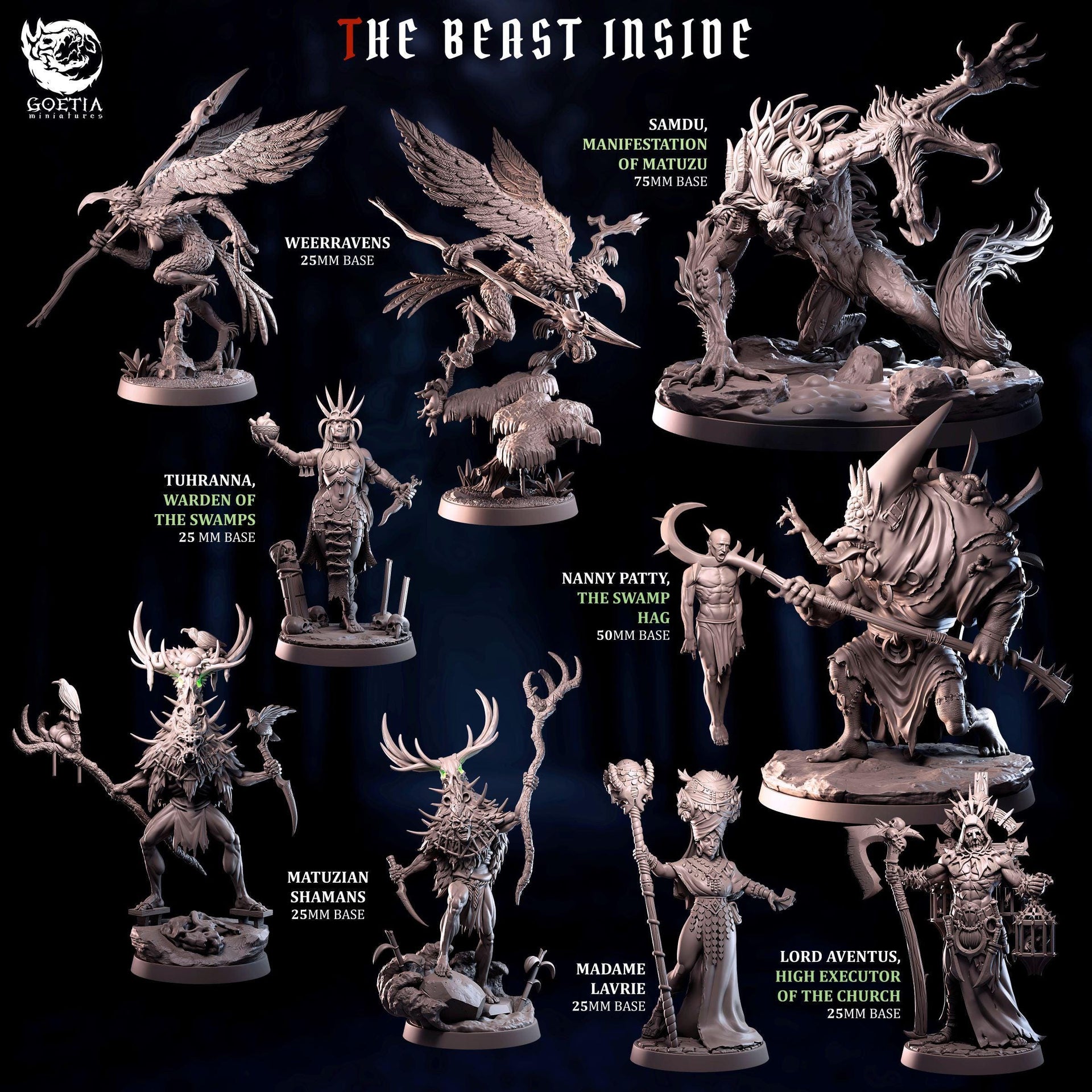 Samdu, Manifestation Of Matuzu. Werewolf Abomination - Goetia Miniatures | 28mm and 32mm | Wargaming | DnD | Tabletop Roleplaying