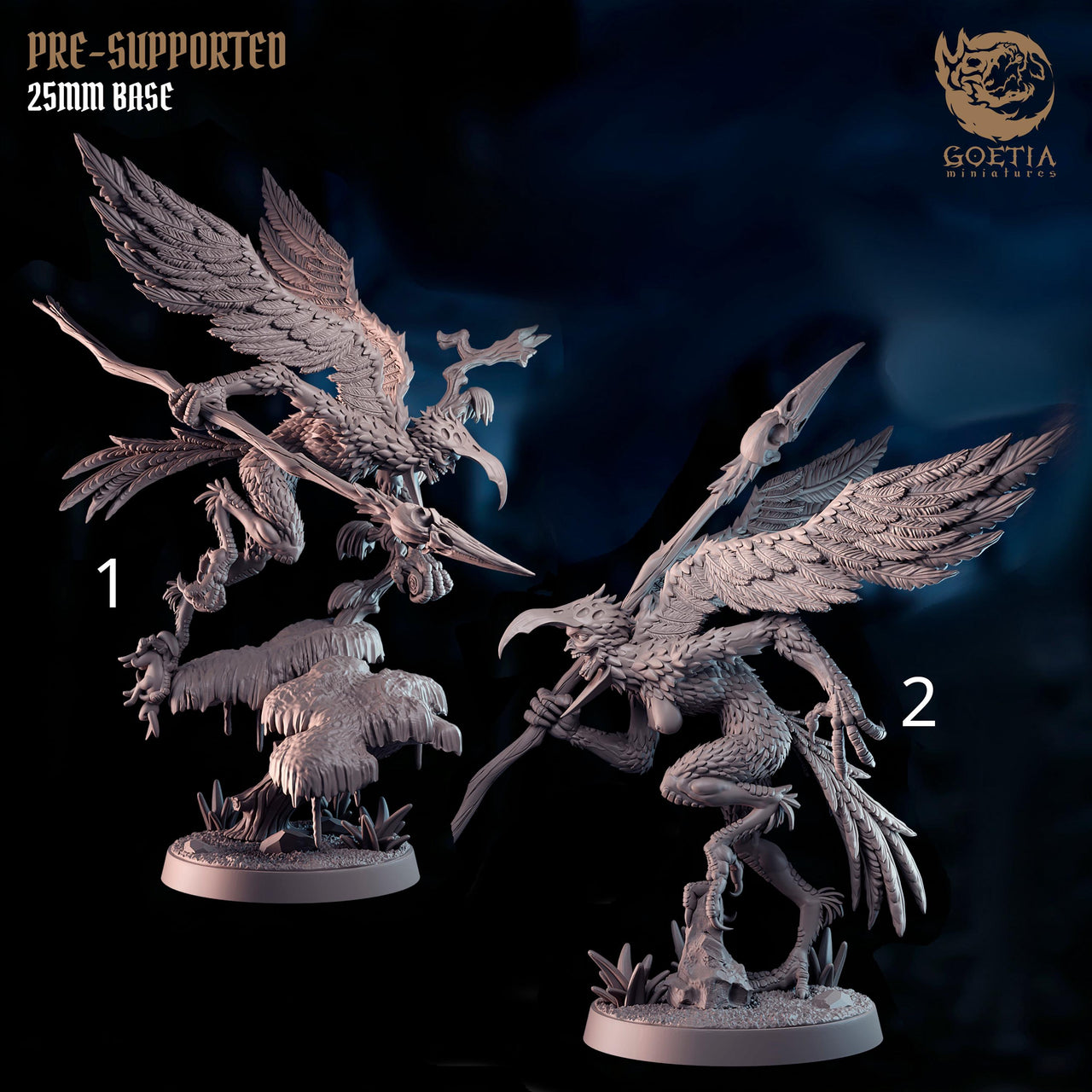 Wereraven, Dark Fantasy Harpy Monster- Goetia Miniatures | 28mm and 32mm | Wargaming | DnD | Tabletop Roleplaying