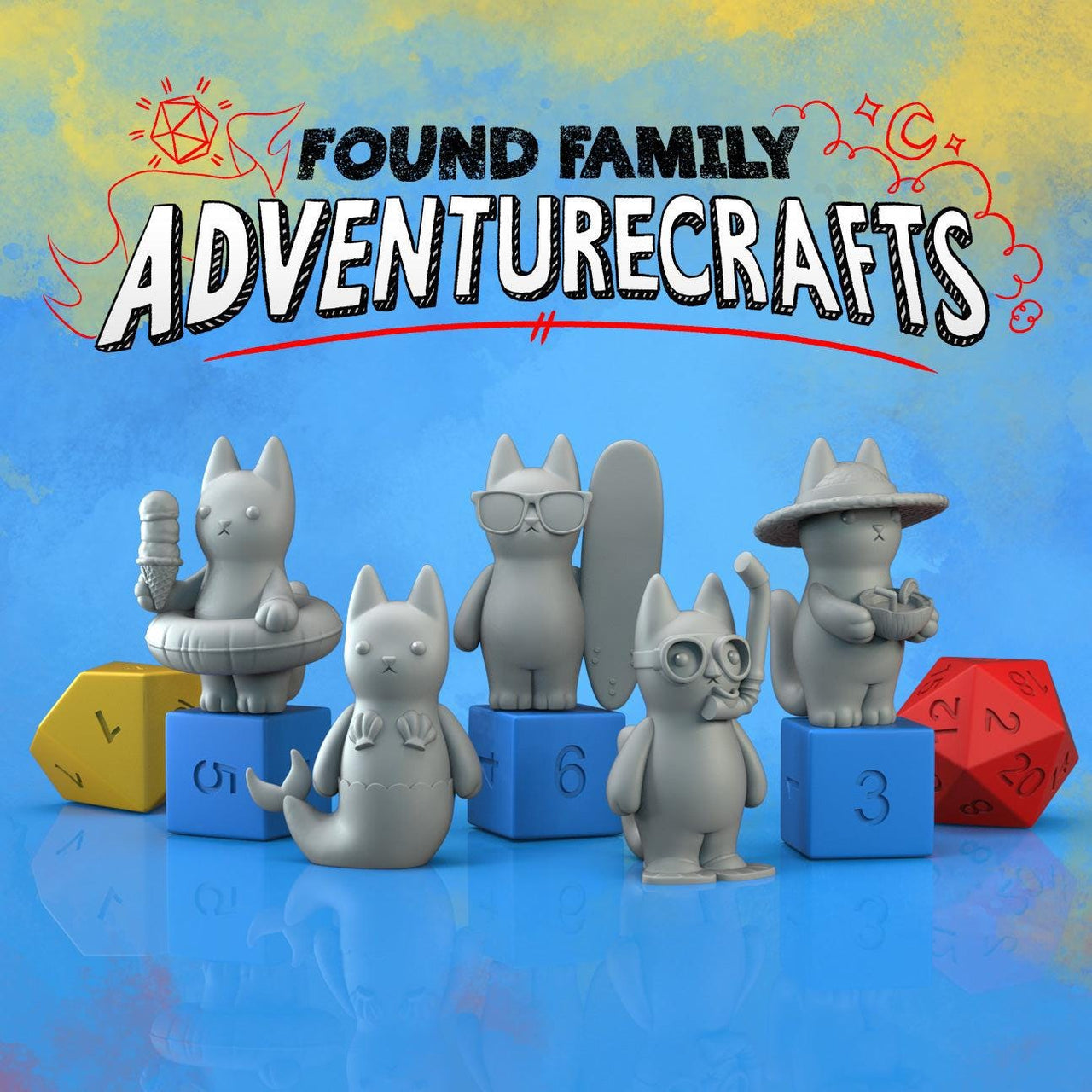 Peanut Cats, Tropical Edition - Found Family Adventurecrafts | 28mm and 32mm | Wargaming | DnD | Tabletop Roleplaying