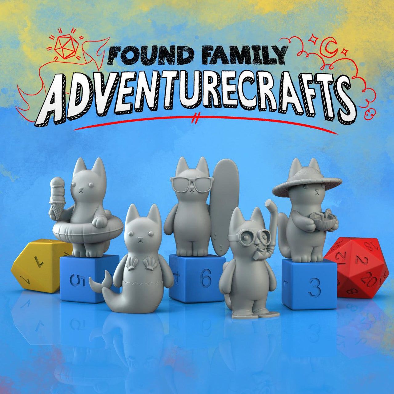 Peanut Cats, Tropical Edition - Found Family Adventurecrafts | 28mm and 32mm | Wargaming | DnD | Tabletop Roleplaying