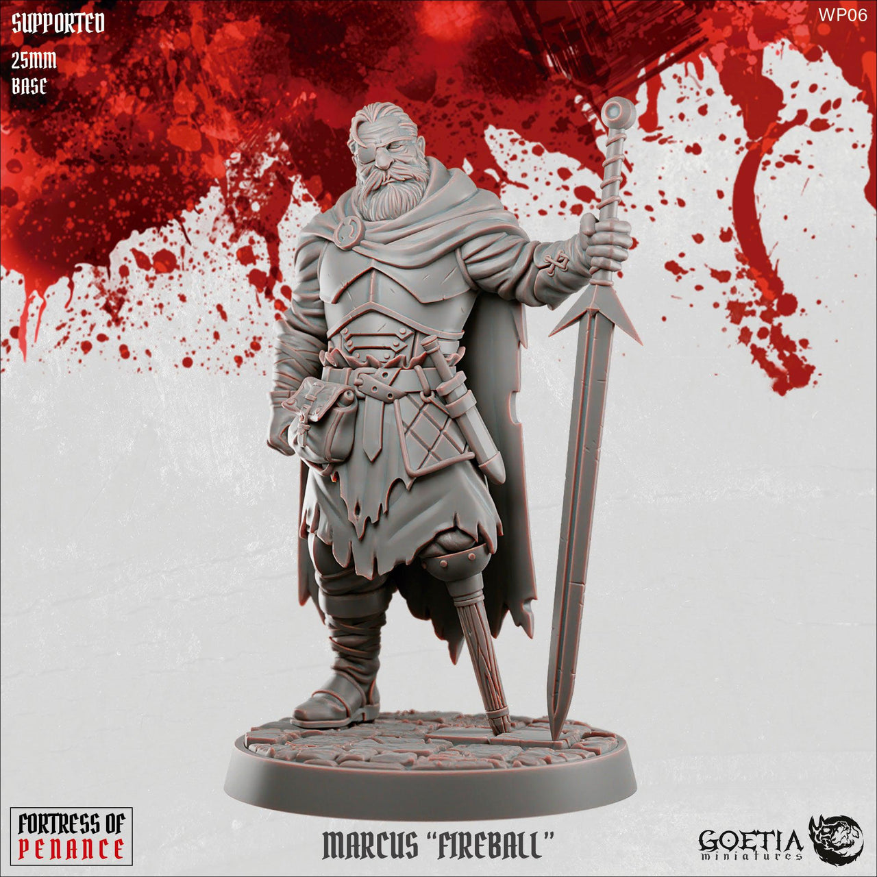 Marcus Fireball, Hardened Mercenary - Goetia Miniatures | 28mm and 32mm | Wargaming | DnD | Tabletop Roleplaying