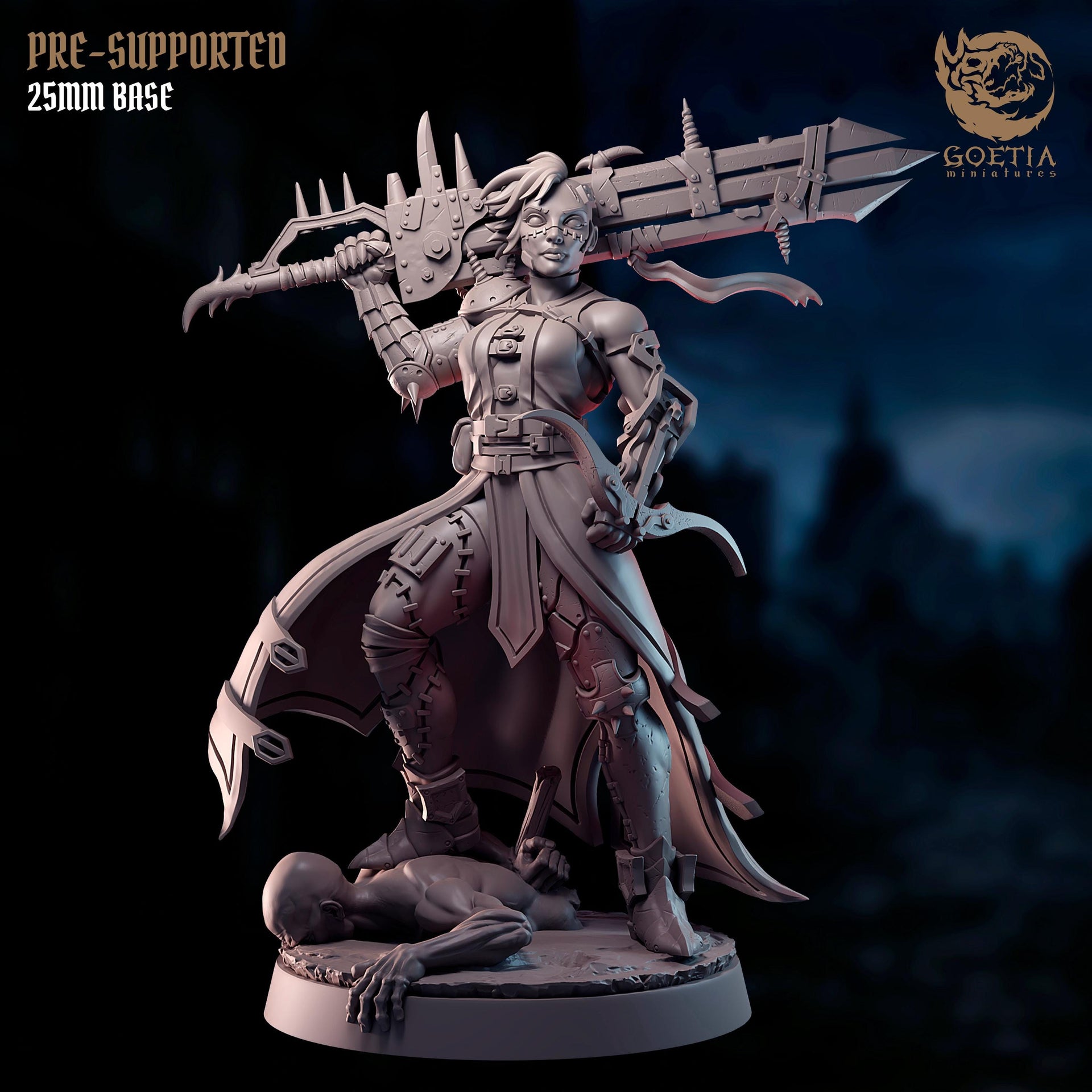 Ada Van Heidegger, Frankenstein Monster Hunter - Goetia Miniatures | 28mm and 32mm | Wargaming | DnD | Tabletop Roleplaying