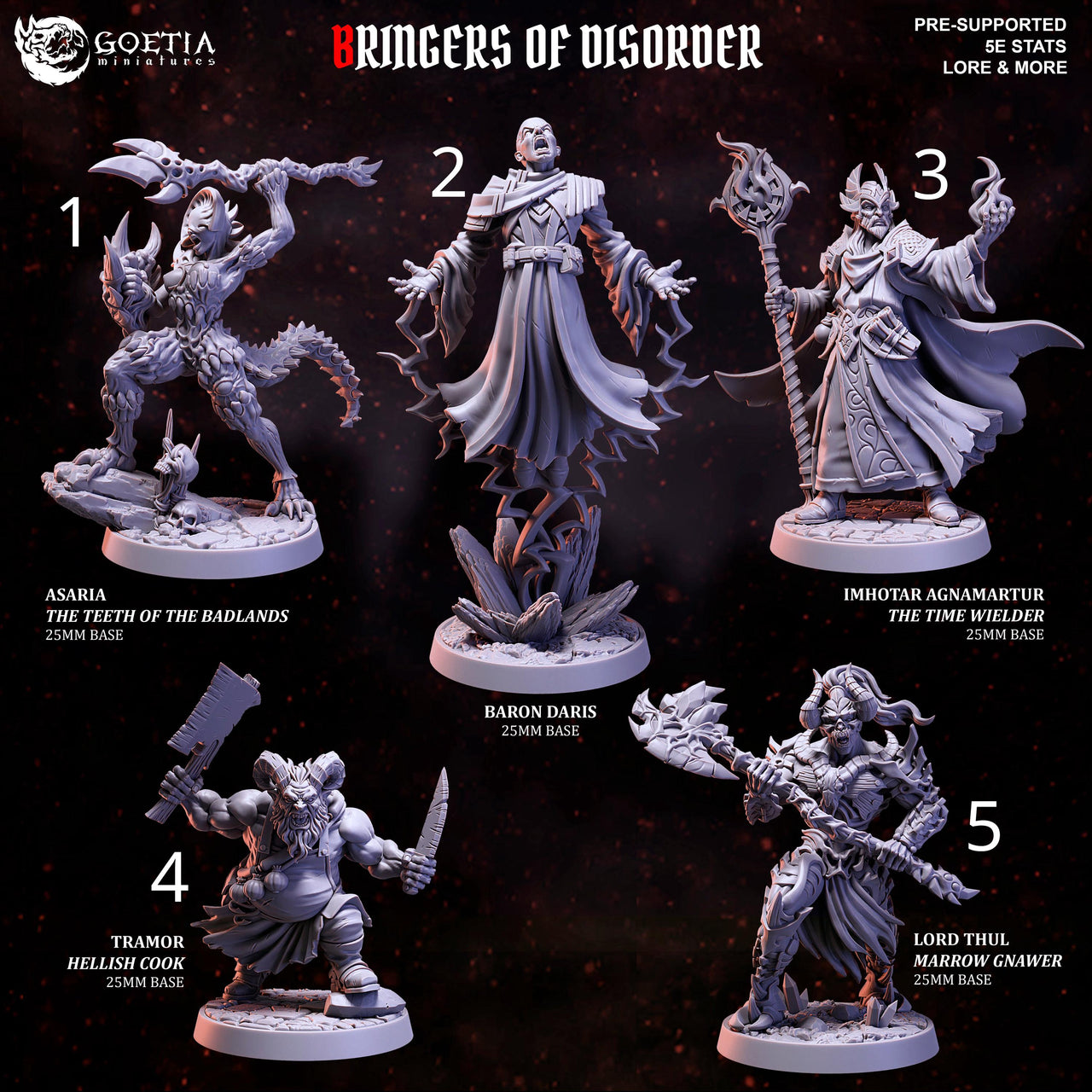 Bringers of Disoder. Dark Fantasy Champions - Goetia Miniatures | 28mm and 32mm | Wargaming | DnD | Tabletop Roleplaying