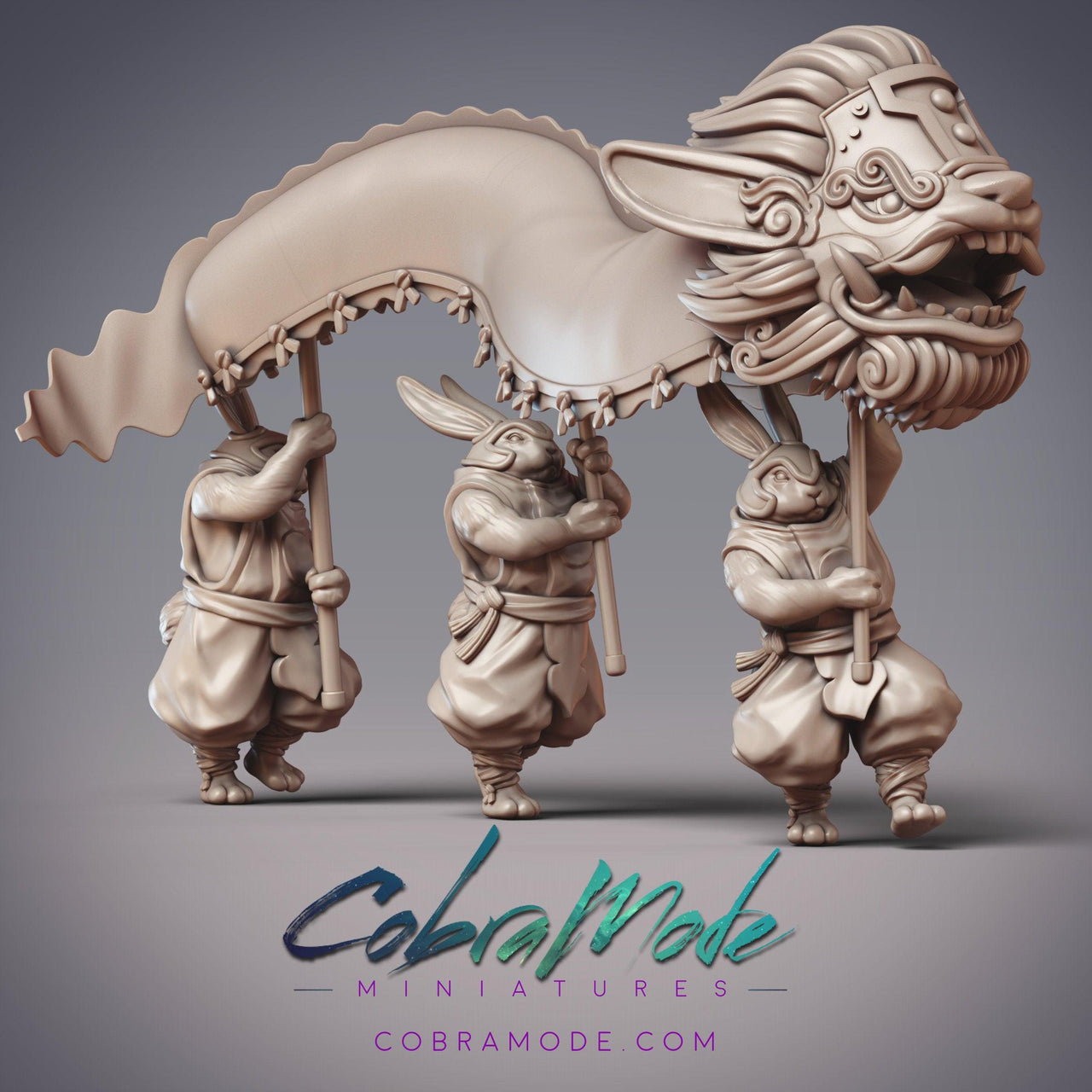 Guanghan Dragon Dancers, RabbitFolk Performers - CobraMode | 28mm and 32mm | Wargaming | DnD | Tabletop Roleplaying