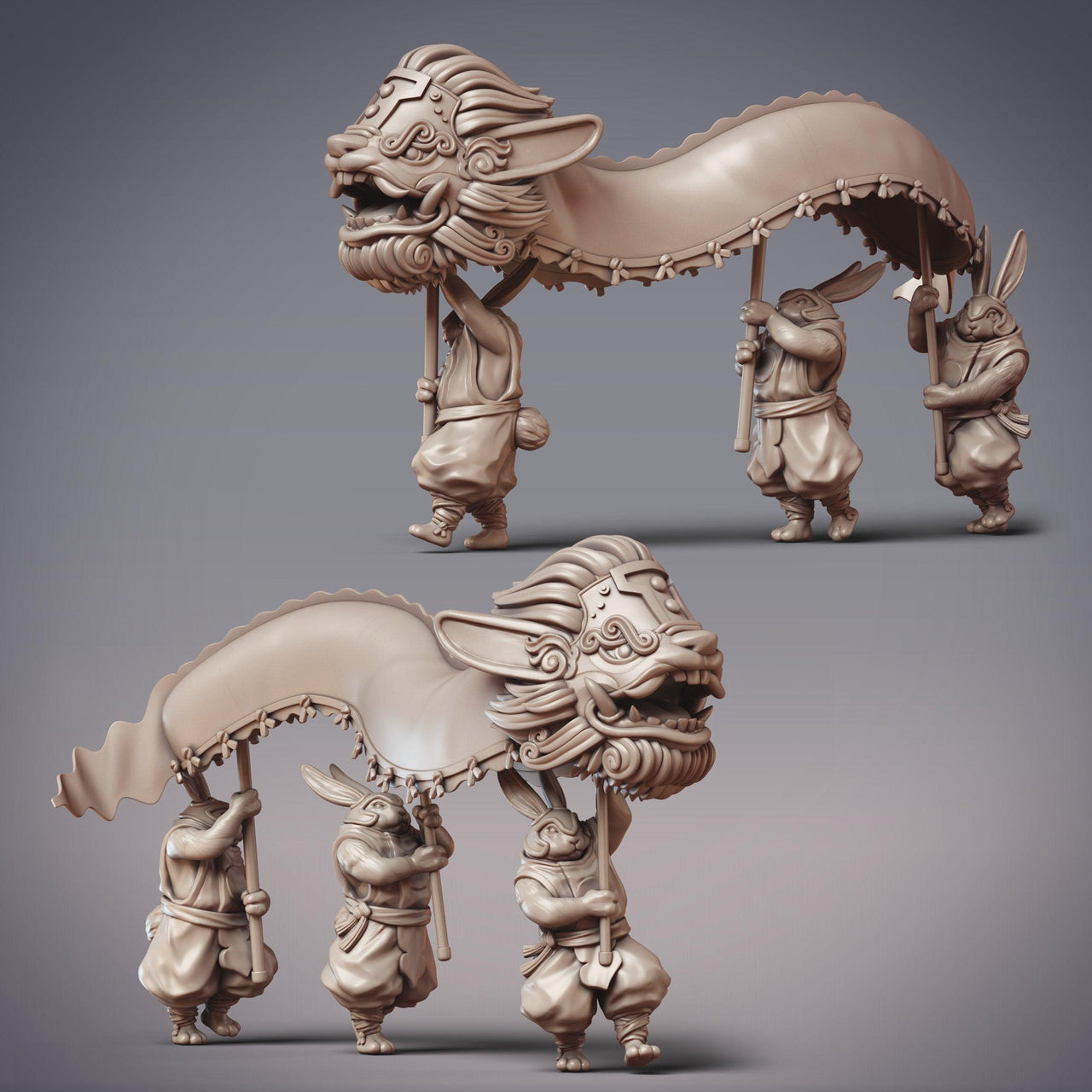Guanghan Dragon Dancers, RabbitFolk Performers - CobraMode | 28mm and 32mm | Wargaming | DnD | Tabletop Roleplaying