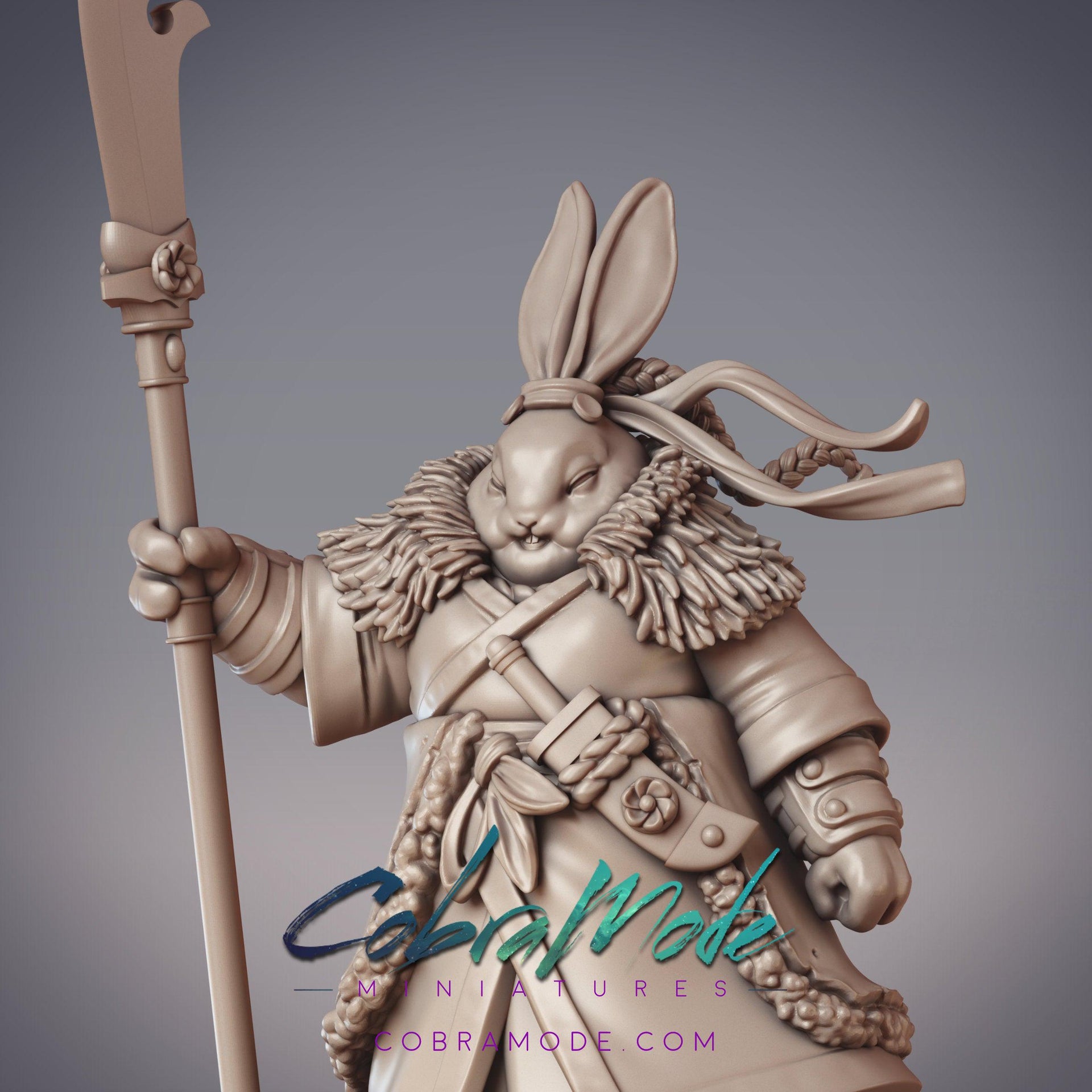 Guanghan General Cloud Sunder, RabbitFolk Commander - CobraMode | 28mm and 32mm | Wargaming | DnD | Tabletop Roleplaying