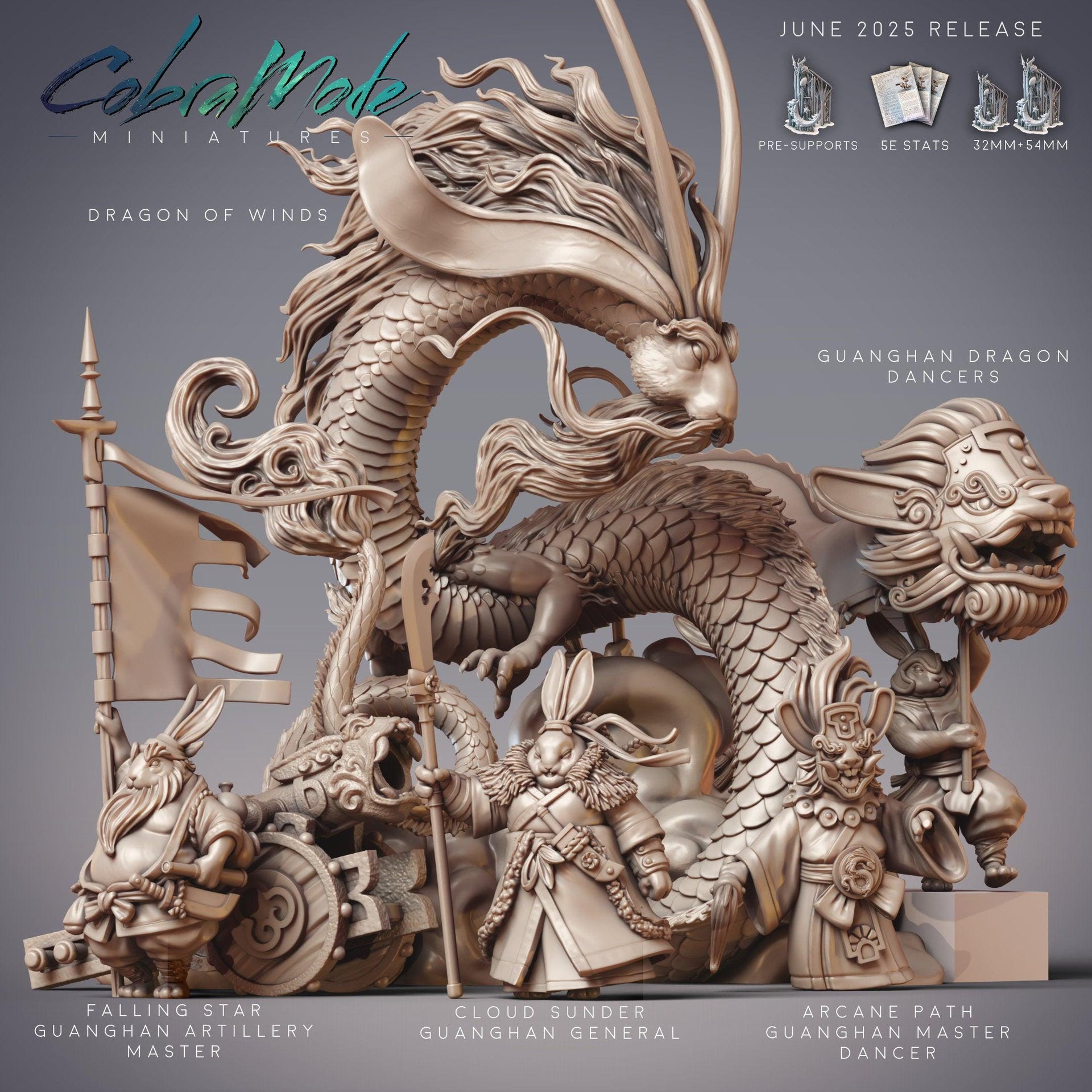 Guanghan General Cloud Sunder, RabbitFolk Commander - CobraMode | 28mm and 32mm | Wargaming | DnD | Tabletop Roleplaying