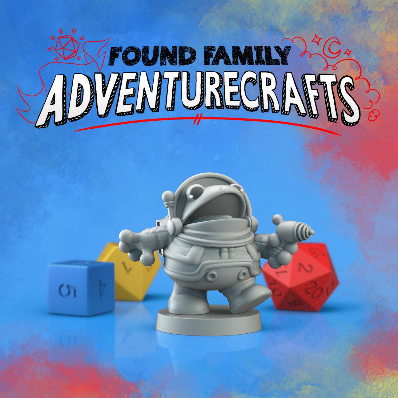 astro toad, Frog Astronaut- Found Family Adventurecrafts | 28mm and 32mm | Wargaming | DnD | Tabletop Roleplaying