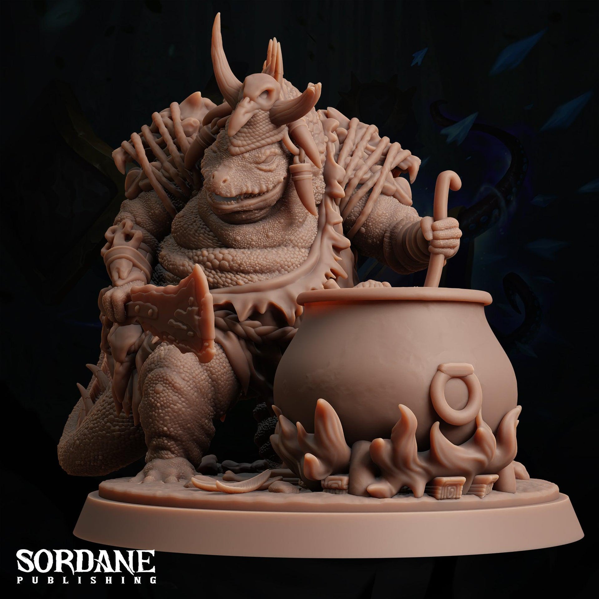 The Devourer, crocodilefolk Cook - Sordane Publishing | 28mm and 32mm | Wargaming | DnD | Tabletop Roleplaying