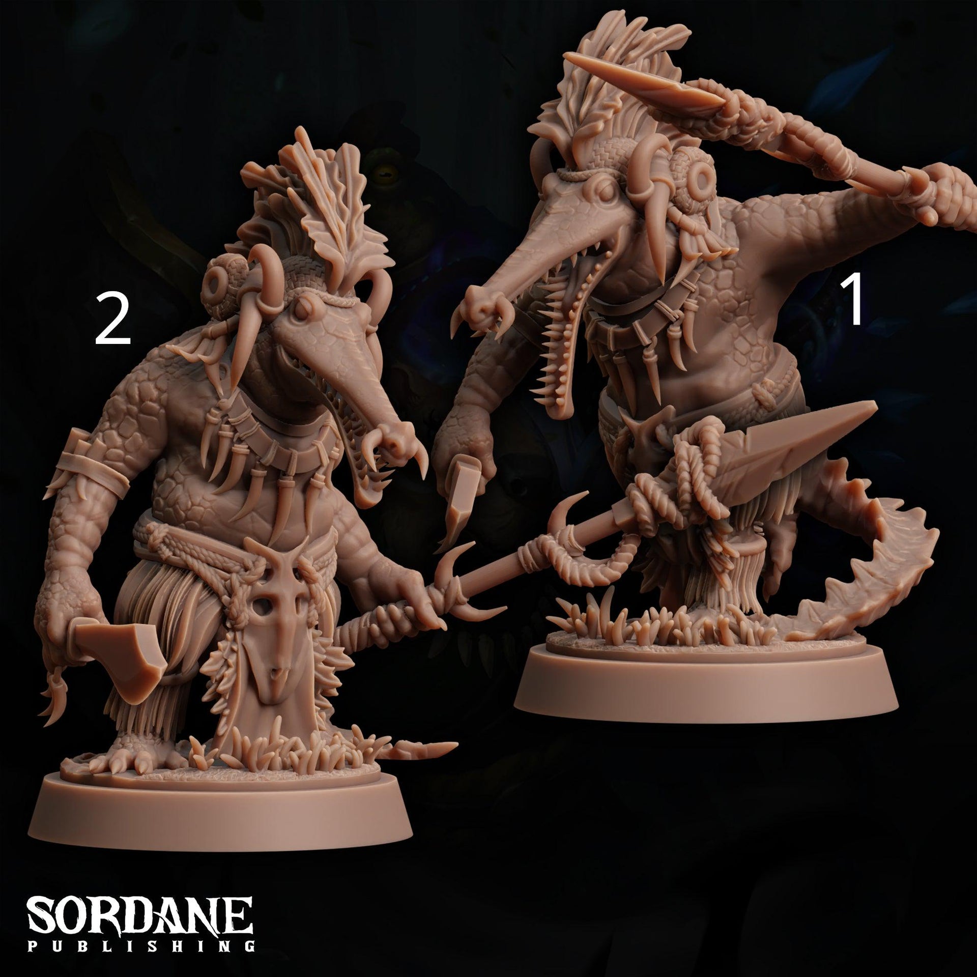 Maka Warriors, crocodilefolk Fighter - Sordane Publishing | 28mm and 32mm | Wargaming | DnD | Tabletop Roleplaying
