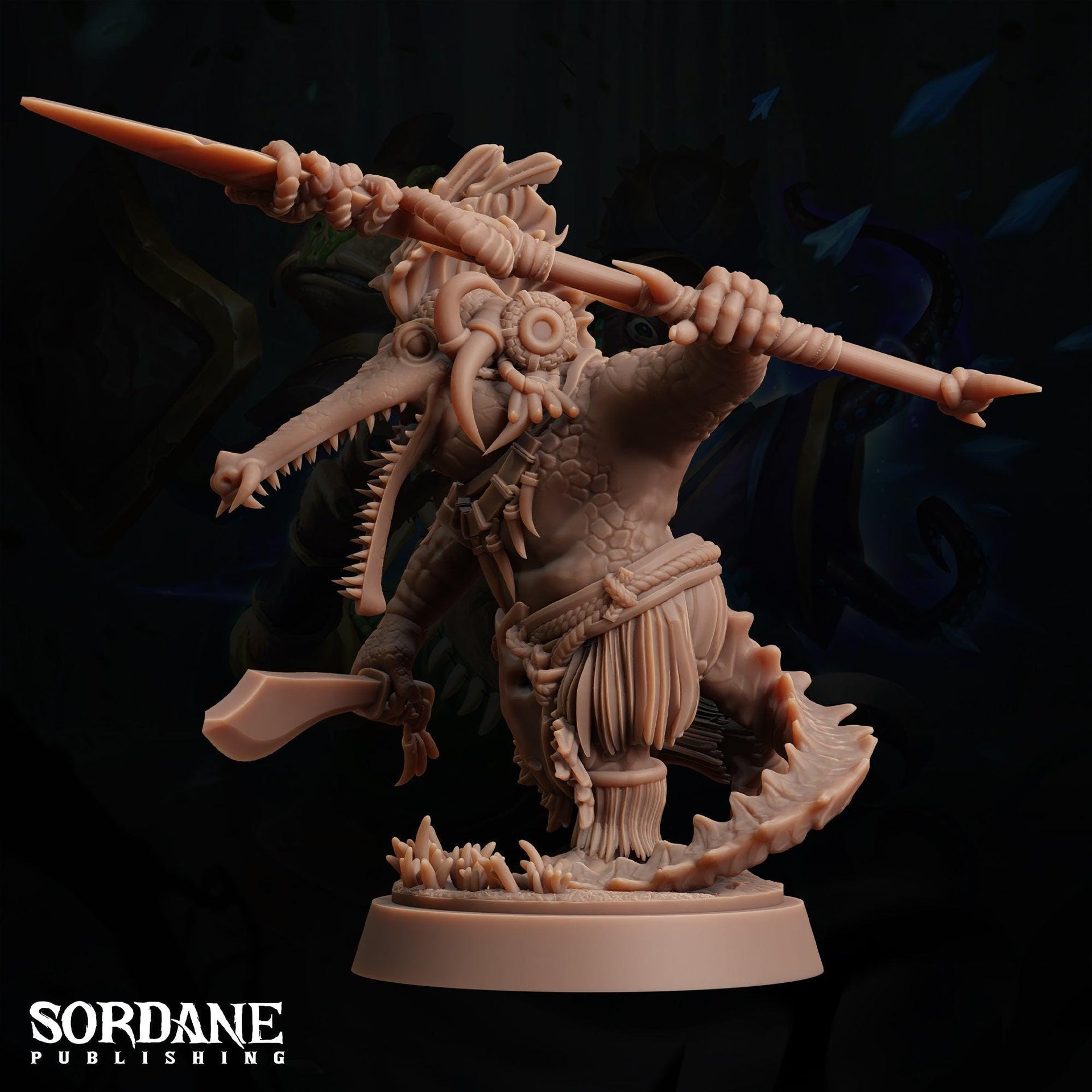 Maka Warriors, crocodilefolk Fighter - Sordane Publishing | 28mm and 32mm | Wargaming | DnD | Tabletop Roleplaying