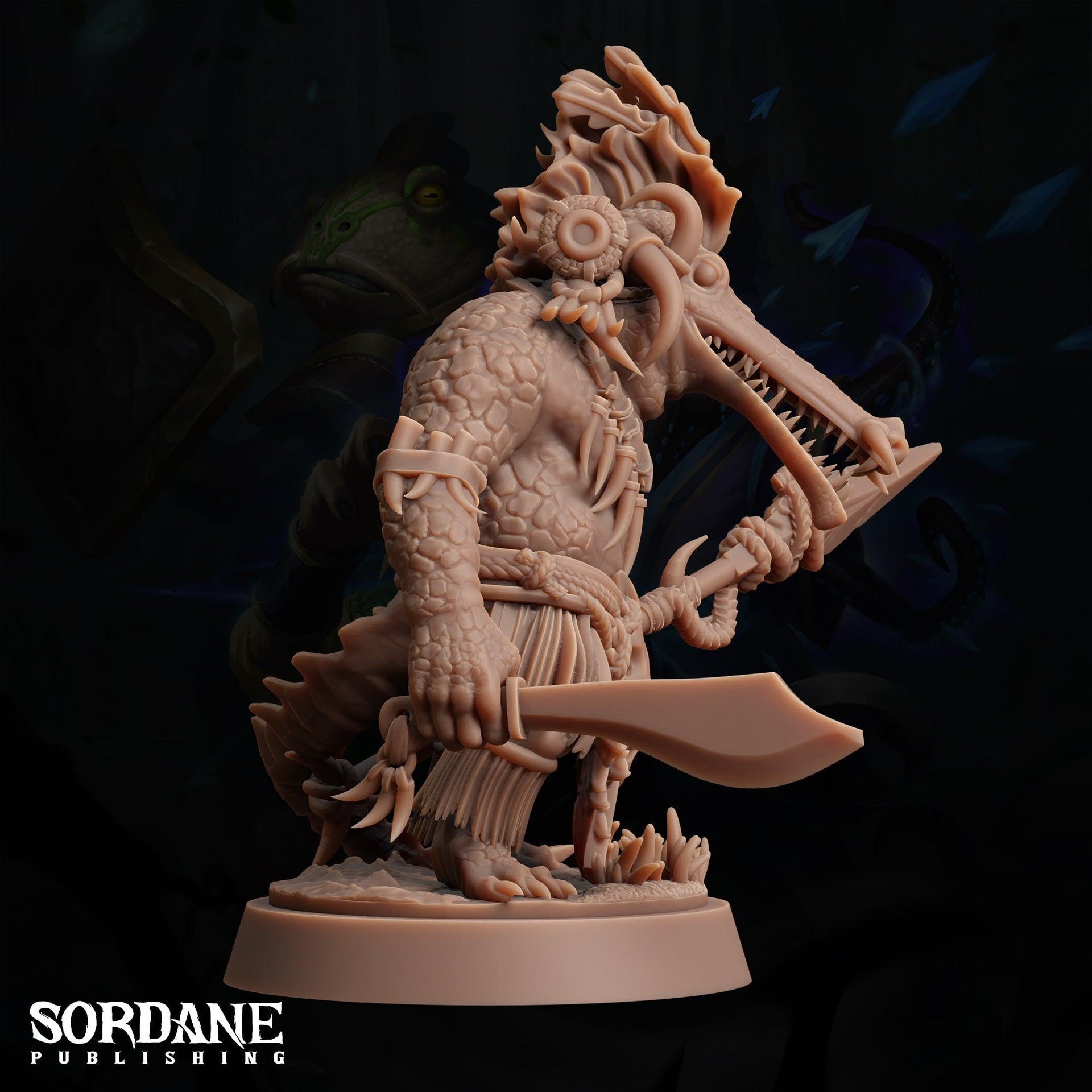Maka Warriors, crocodilefolk Fighter - Sordane Publishing | 28mm and 32mm | Wargaming | DnD | Tabletop Roleplaying