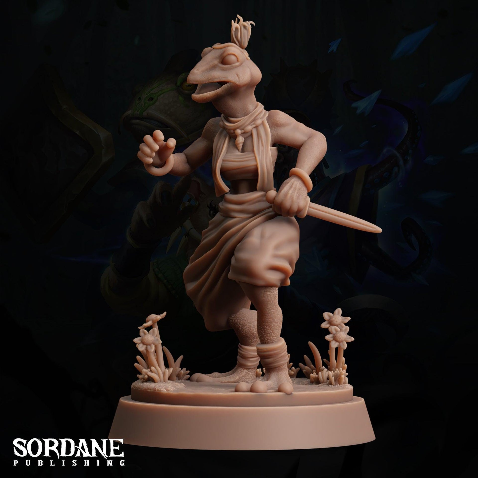 Anaka, Lizardfolk villager - Sordane Publishing | 28mm and 32mm | Wargaming | DnD | Tabletop Roleplaying