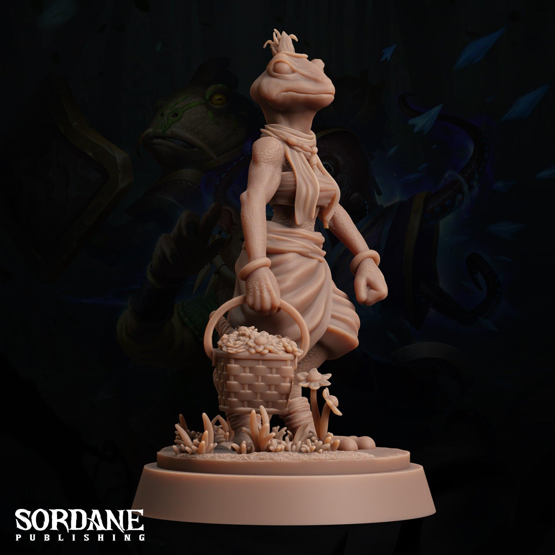 Anaka, Lizardfolk villager - Sordane Publishing | 28mm and 32mm | Wargaming | DnD | Tabletop Roleplaying