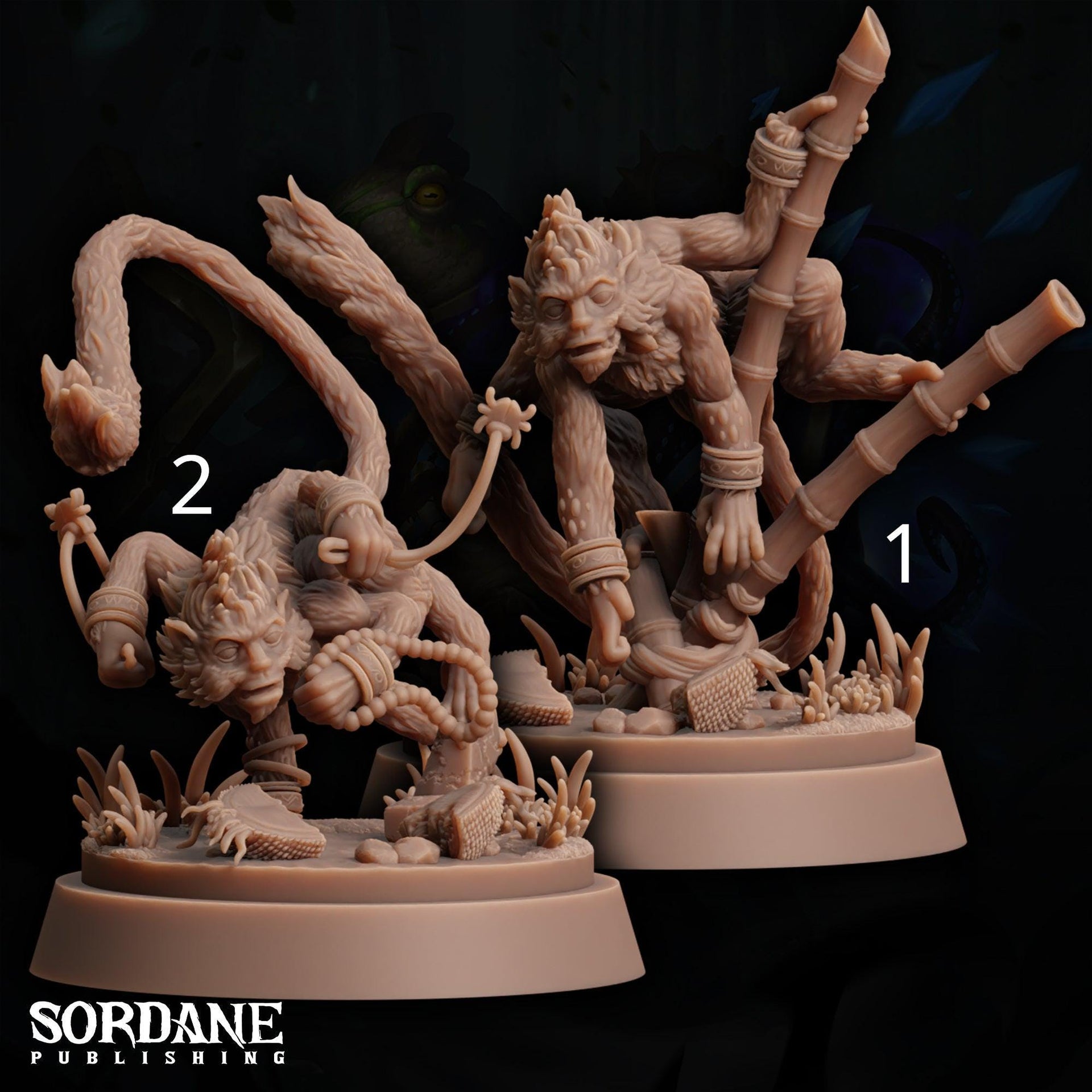 Ako Monkey, Spider Monkey Monk - Sordane Publishing | 28mm and 32mm | Wargaming | DnD | Tabletop Roleplaying
