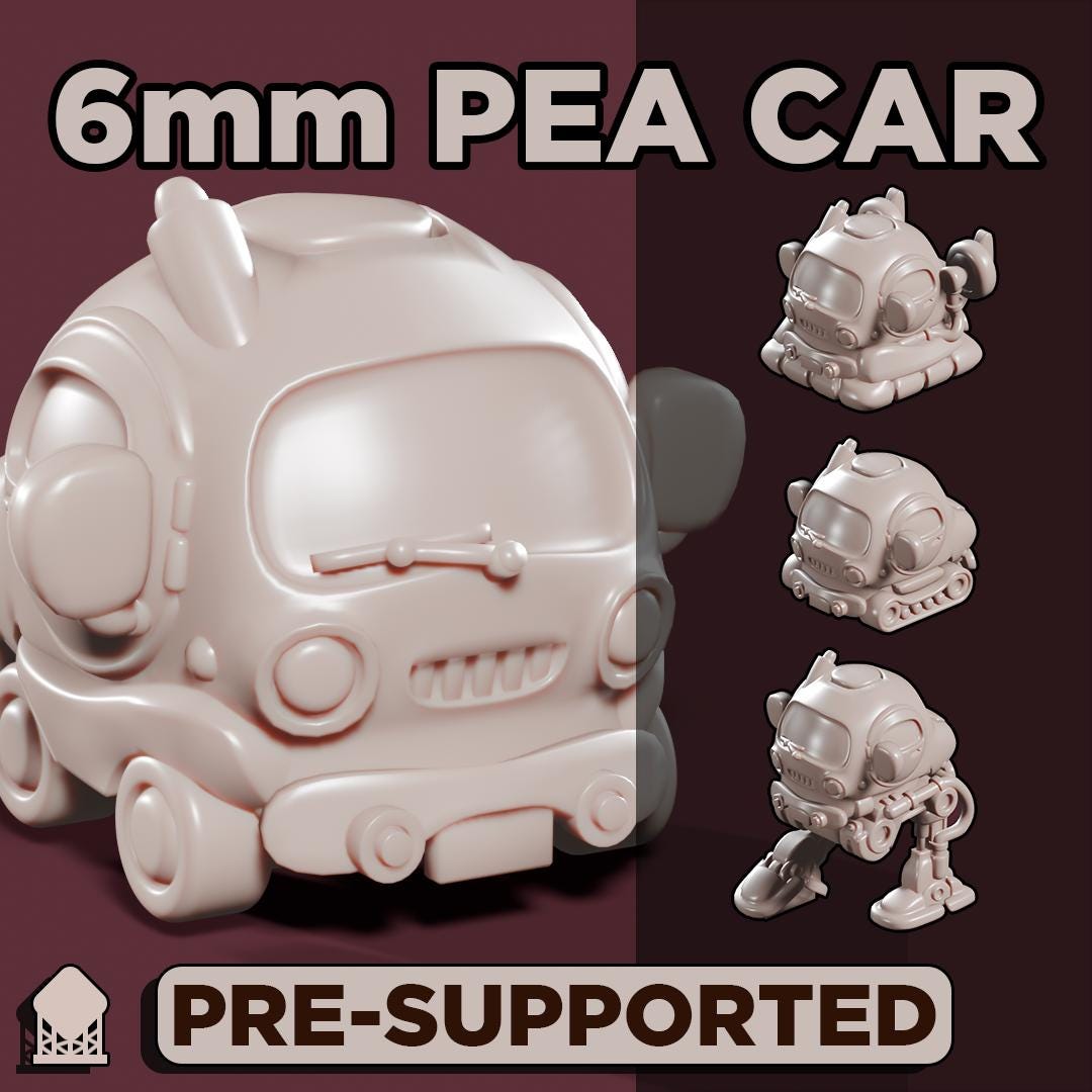 6mm Pea Car, Adaptable little vehicle - Porble Games | 28mm and 32mm | Wargaming | DnD | Tabletop Roleplaying