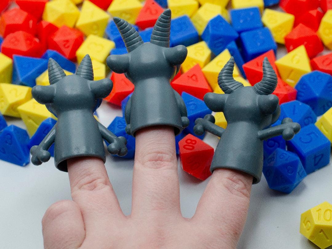 kobold finger puppets - Found Family Adventurecrafts | 28mm and 32mm | Wargaming | DnD | Tabletop Roleplaying