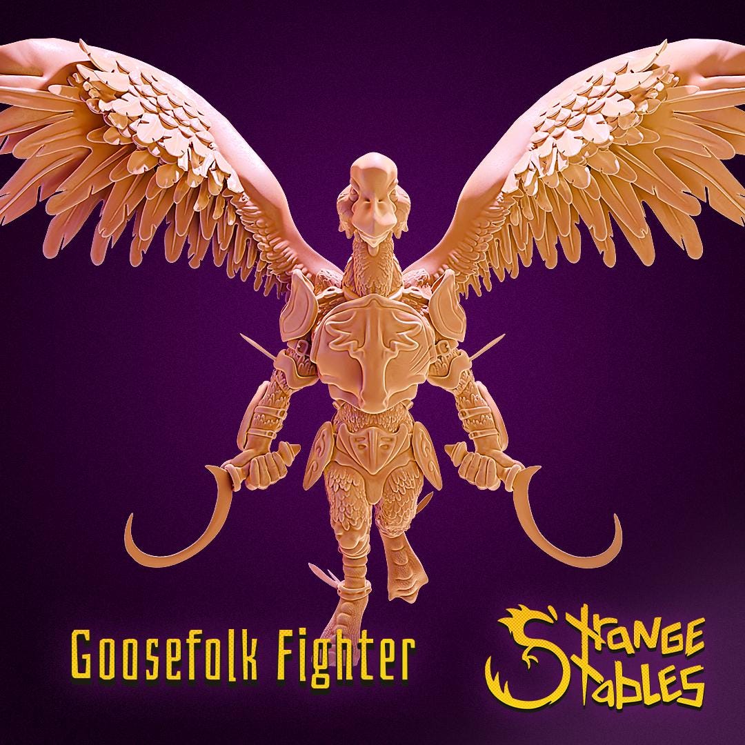 Goosefolk Fighter - Strange Stables | 28mm and 32mm | Wargaming | DnD | Tabletop Roleplaying