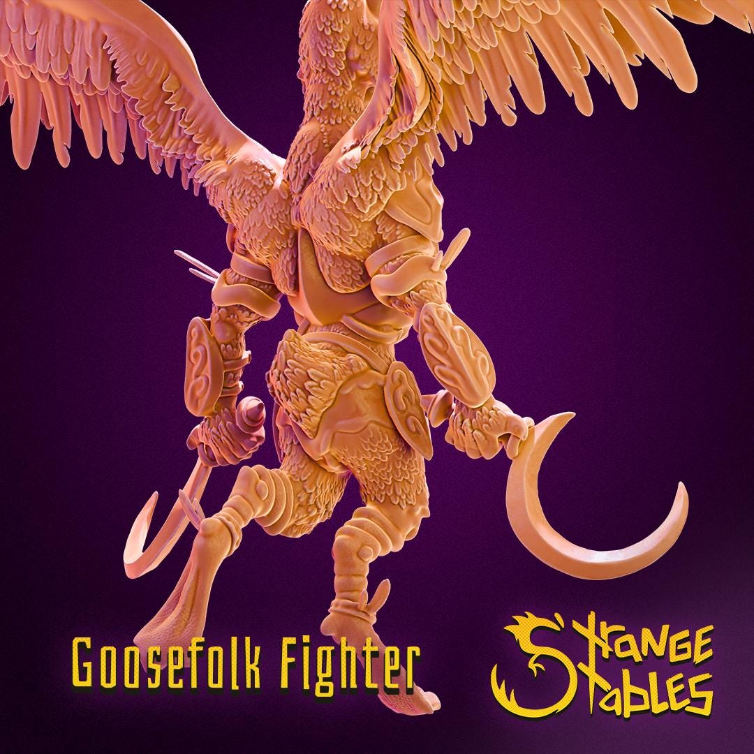Goosefolk Fighter - Strange Stables | 28mm and 32mm | Wargaming | DnD | Tabletop Roleplaying