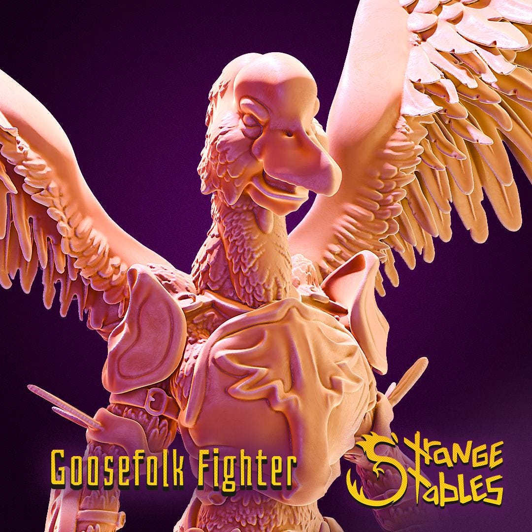Goosefolk Fighter - Strange Stables | 28mm and 32mm | Wargaming | DnD | Tabletop Roleplaying