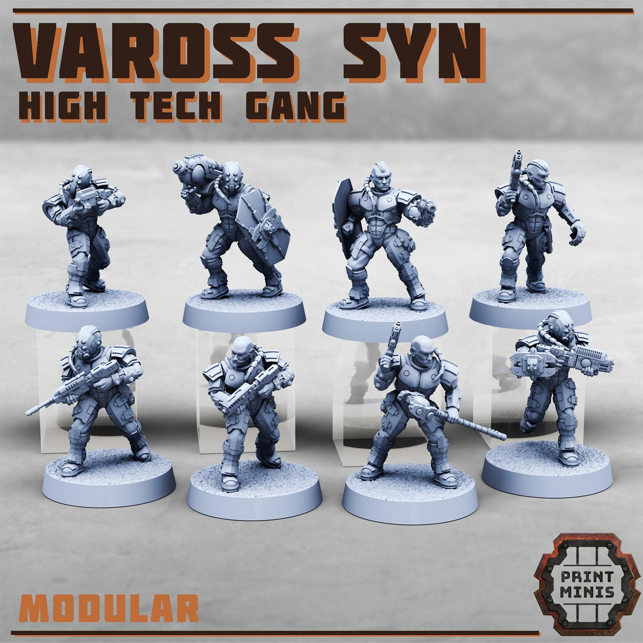 Vaross Syn Gang, High Tech Gang- Print Minis | 28mm and 32mm | Wargaming | DnD | Tabletop Roleplaying