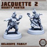 Jacquette 2.0, Bounty Hunter- Print Minis | 28mm and 32mm | Wargaming | DnD | Tabletop Roleplaying