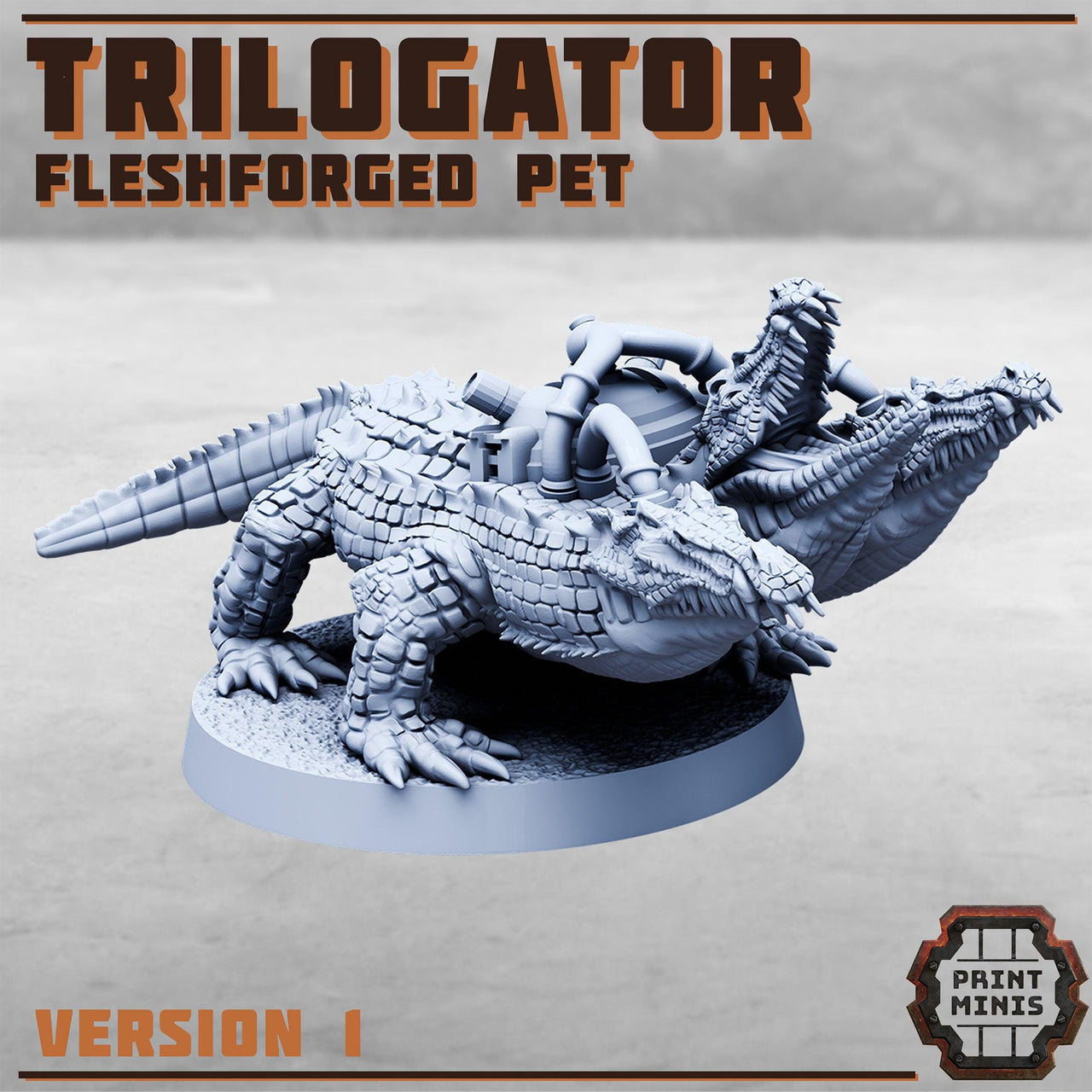 Trilogators, Three Headed Aligator - Print Minis | 28mm and 32mm | Wargaming | DnD | Tabletop Roleplaying